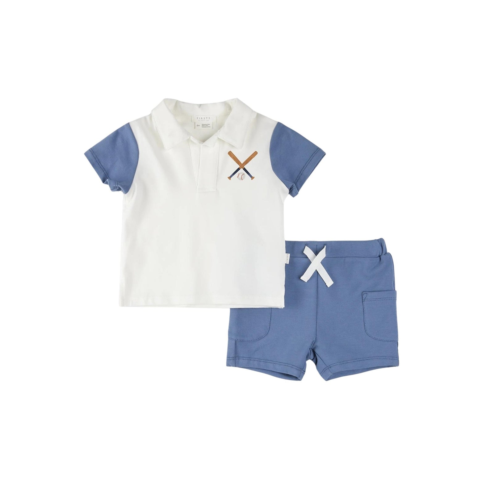 Baseball Print Baby Boy 2-Piece Short Set