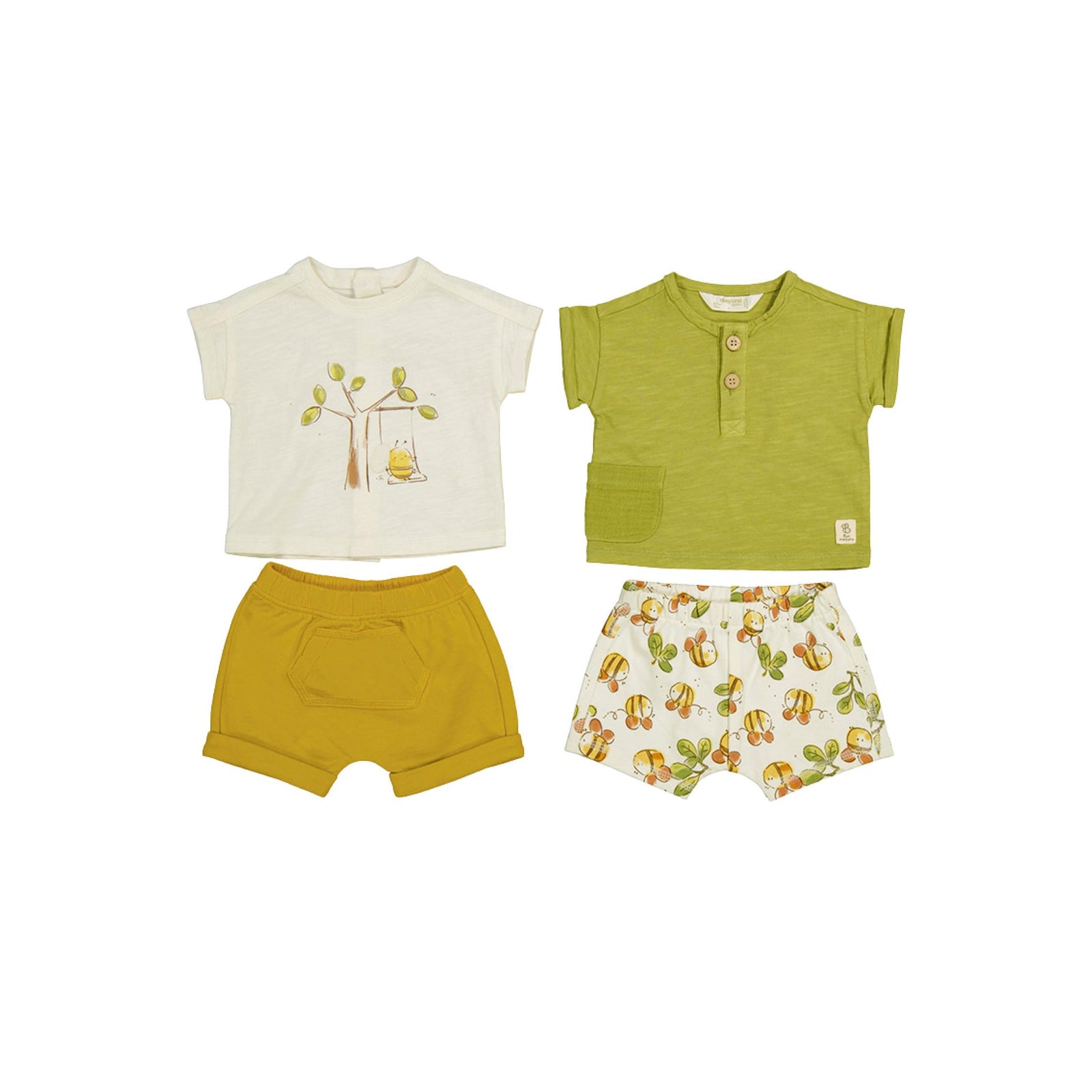 Bee Happy Baby Boy 4-Piece Short Set
