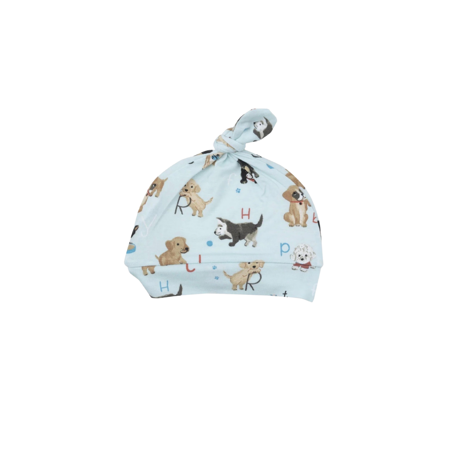 Blue Puppy Alphabet Knotted Hat 0-3M