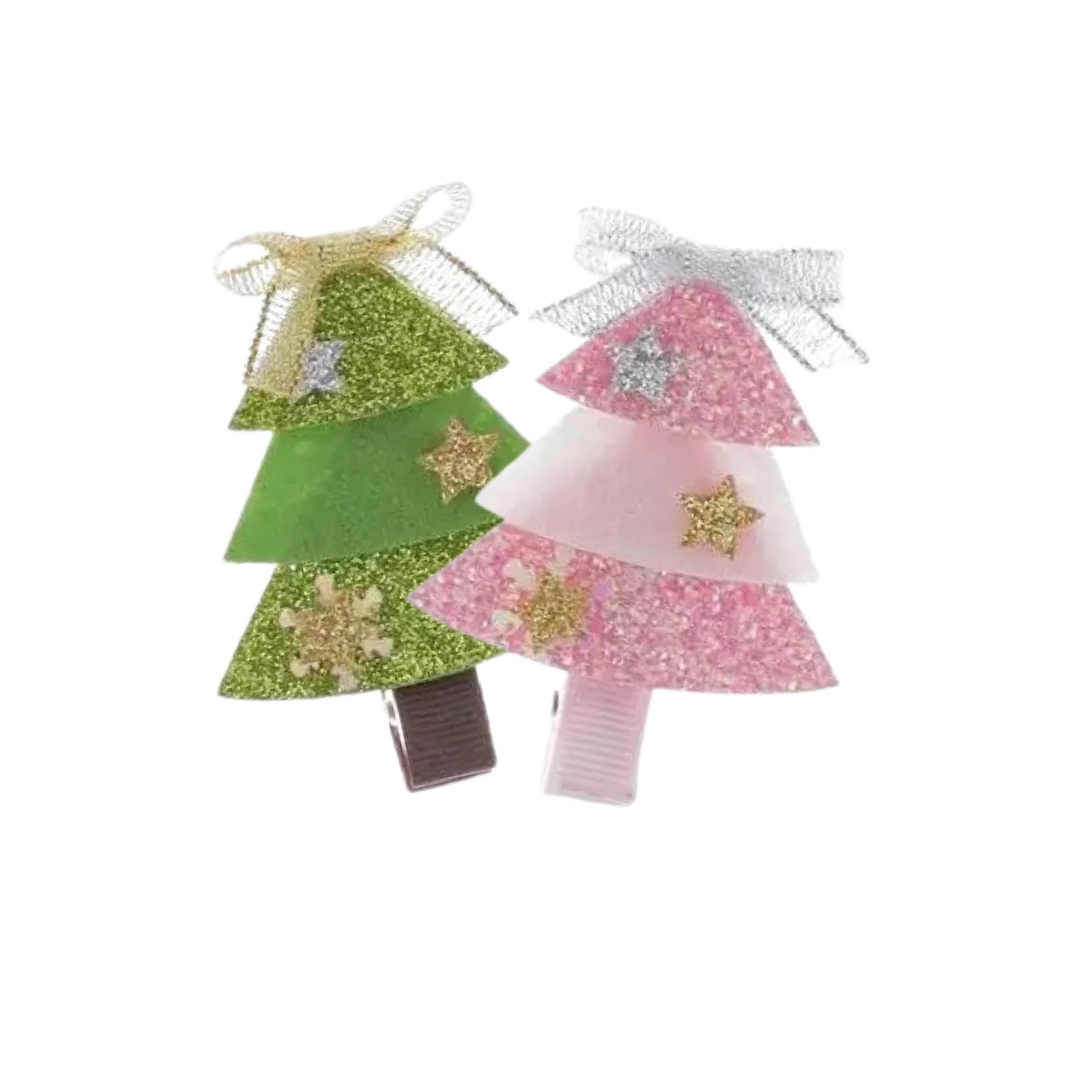 Christmas Tree Glitter Hair Clips