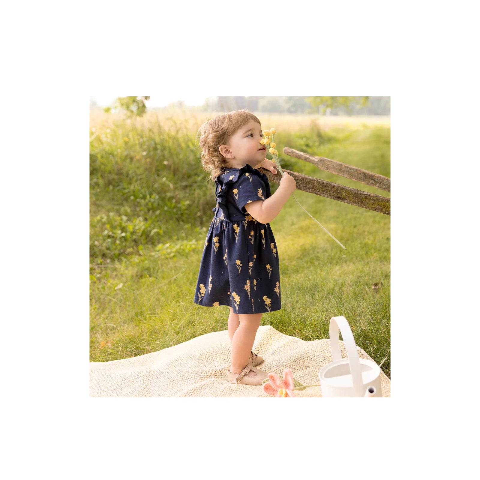 Daffodils on Navy Bodysuit Dress