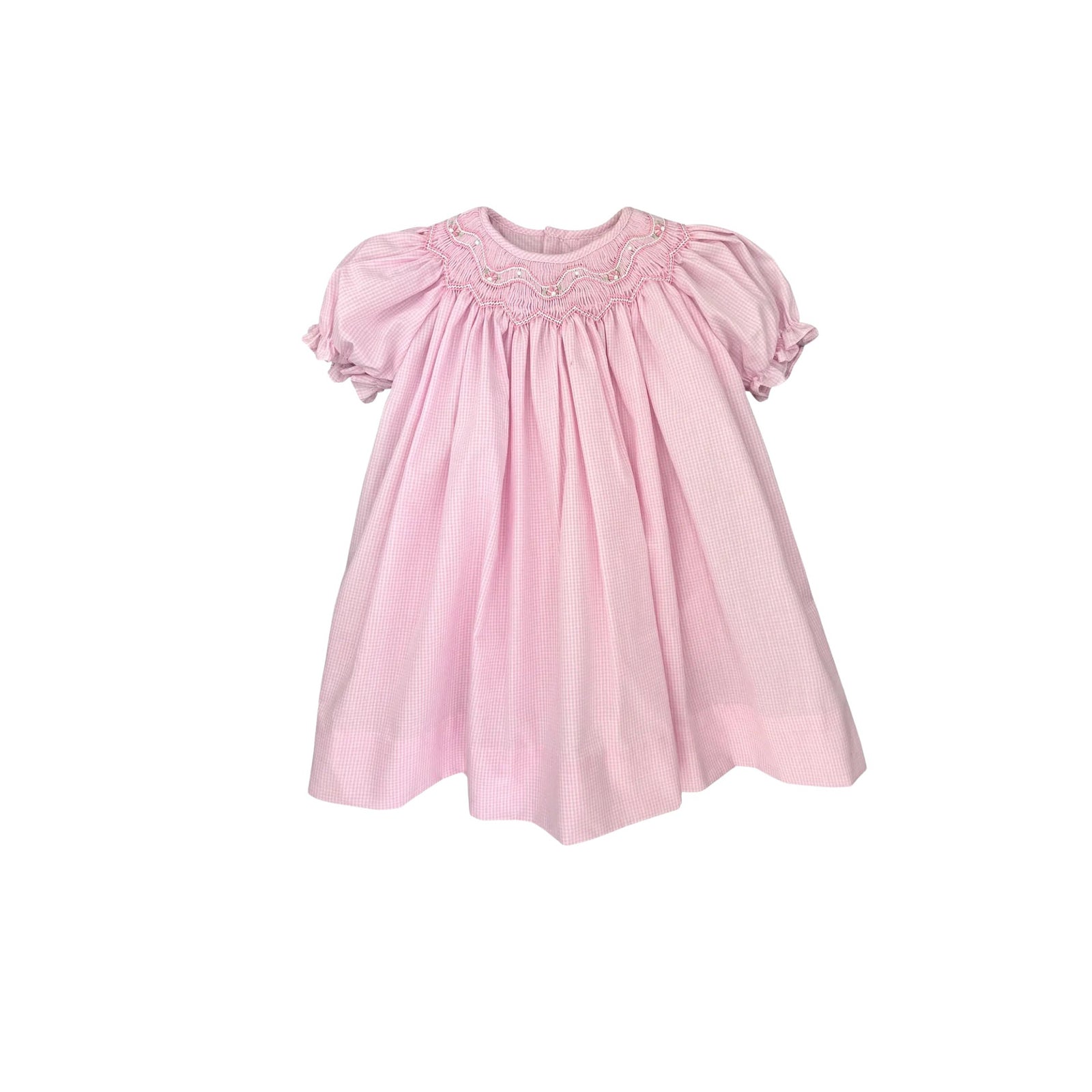 Embroidered Flowers Smocked Baby Girls’ Pink Dress & Bloomers