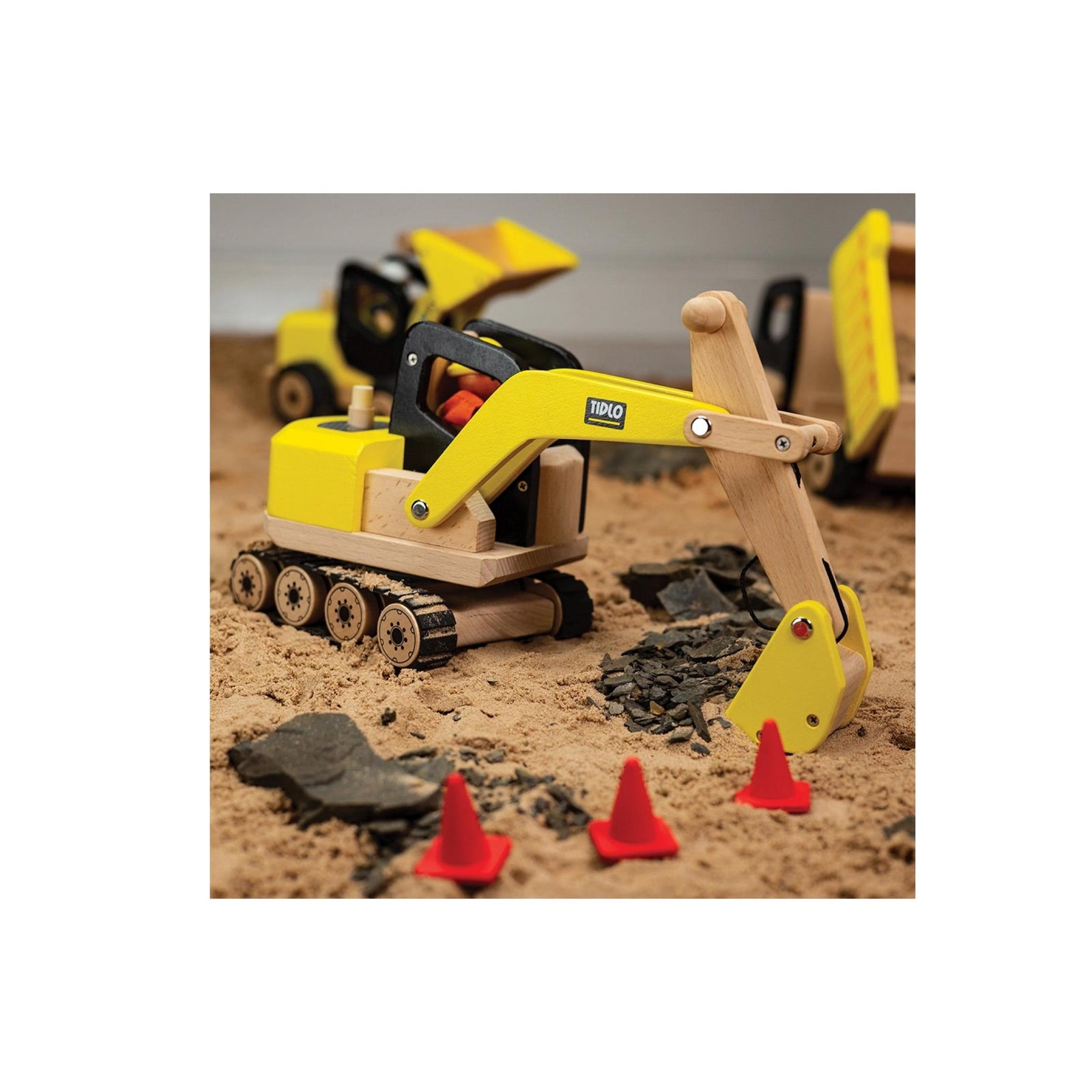 Wooden Digger Toy Truck