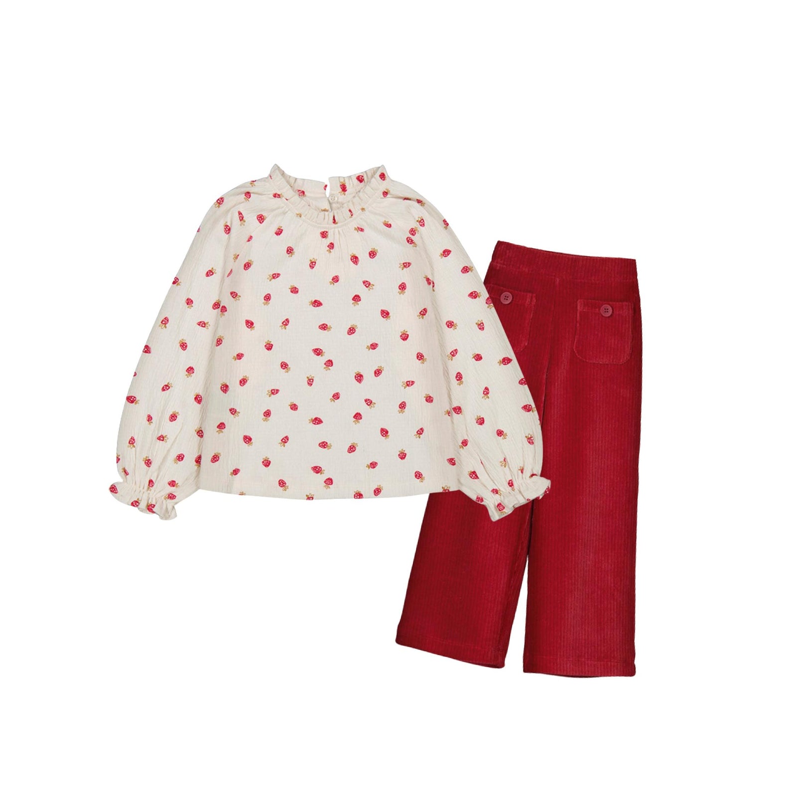 Cherry Red Wide Leg Corduroy Pants