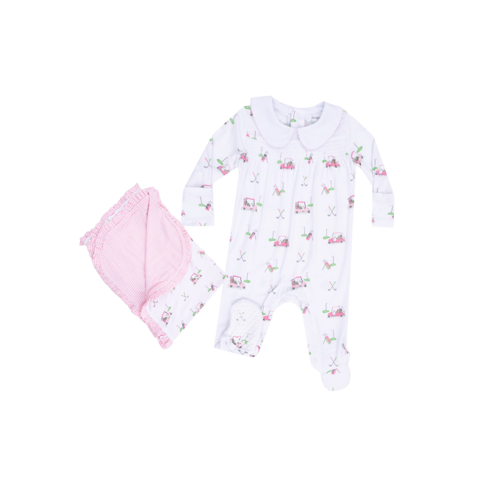 Golf Carts Pink Ruffle Blanket