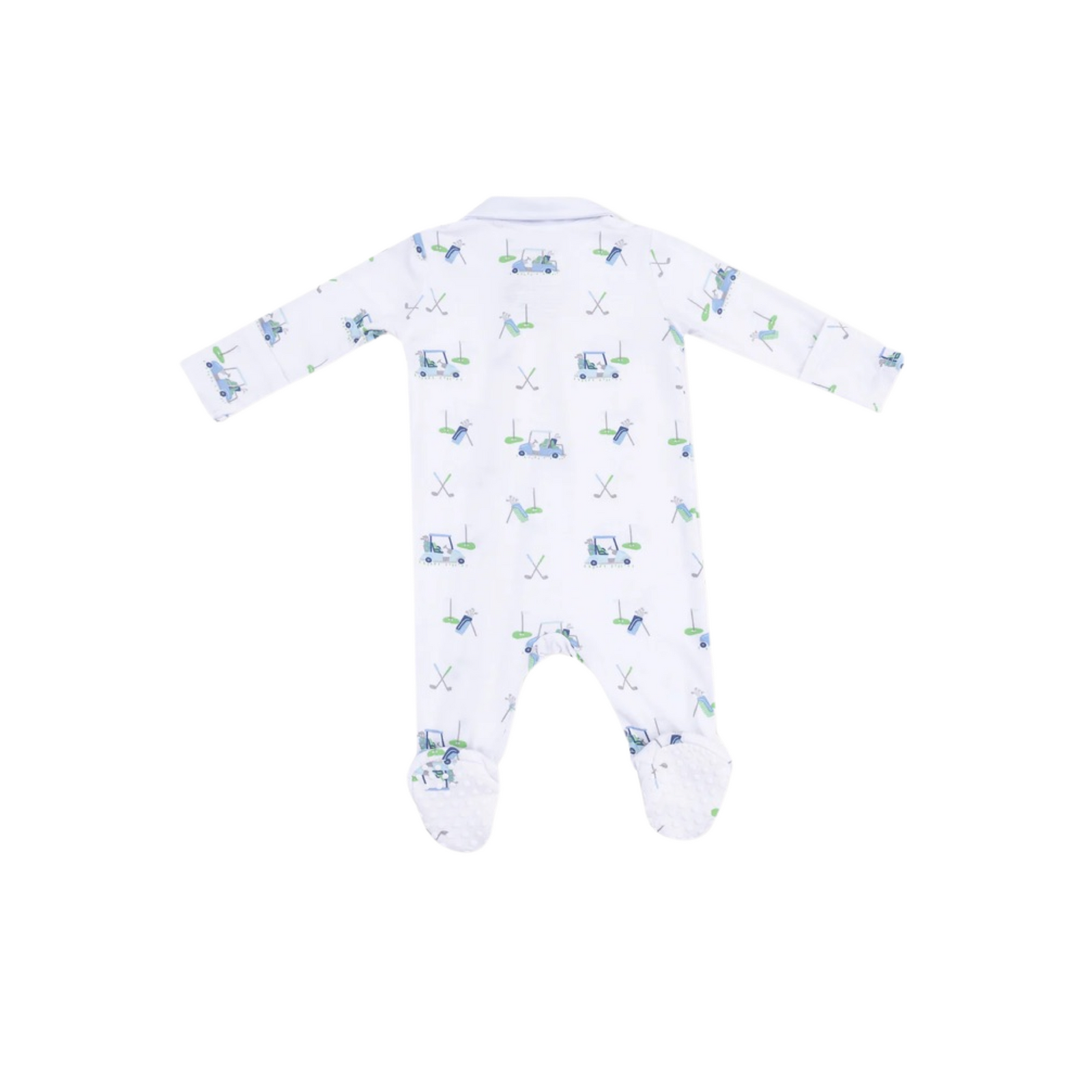 Baby Golf Carts Blue Polo 2 Way Zipper Footie