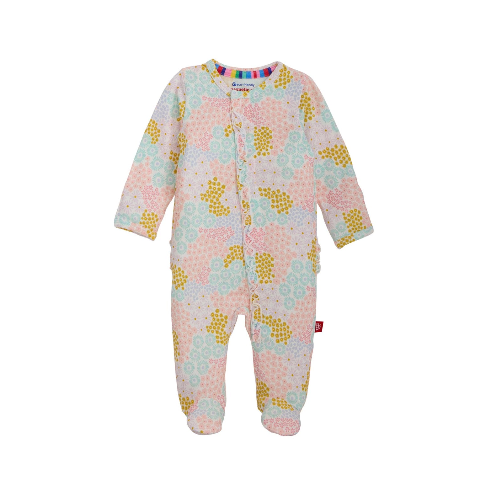 Harper Ruffle Floral Magnetic Closure Footie