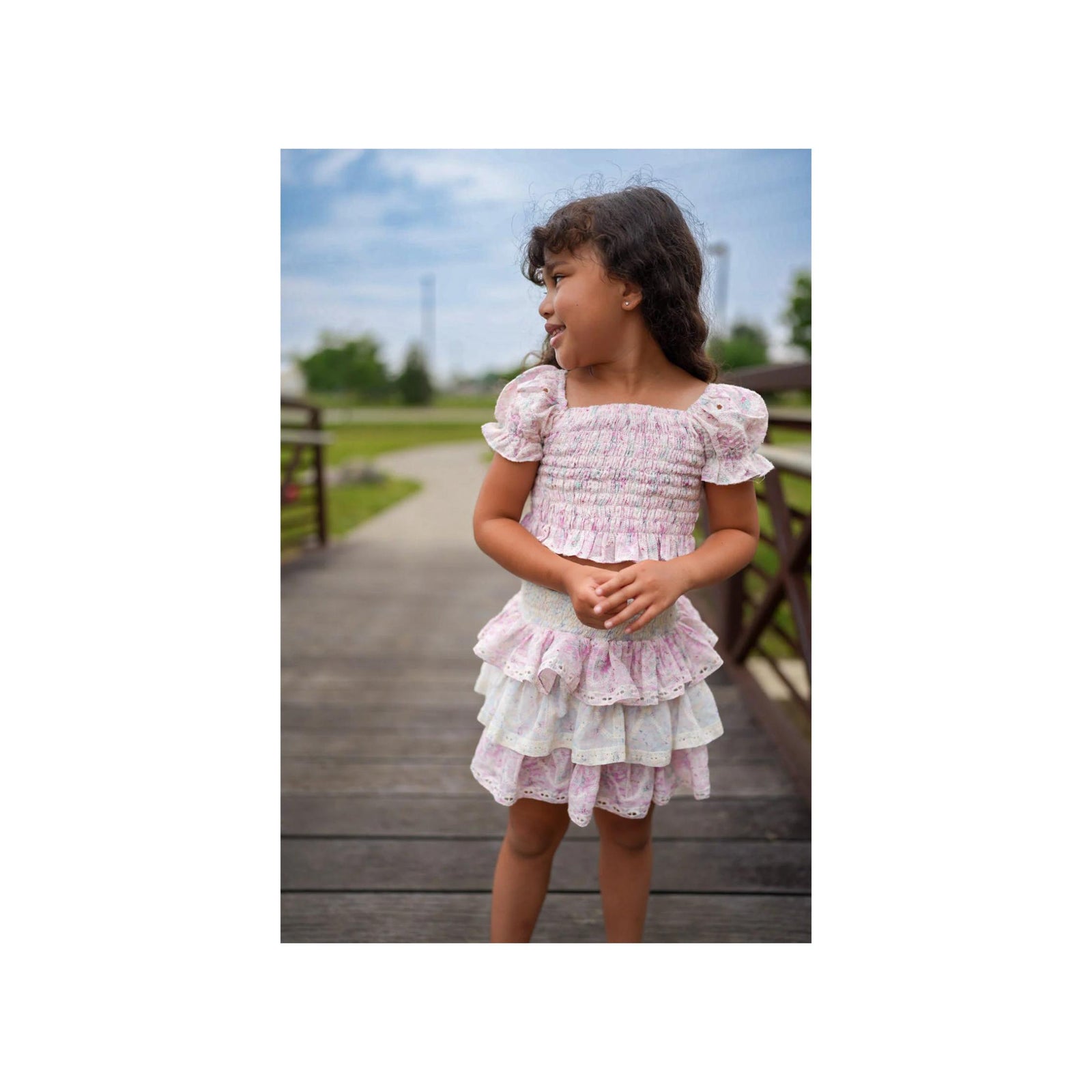 Girls’ Floral Montana Smocked Top & Tiered Ruffle Skirt Set