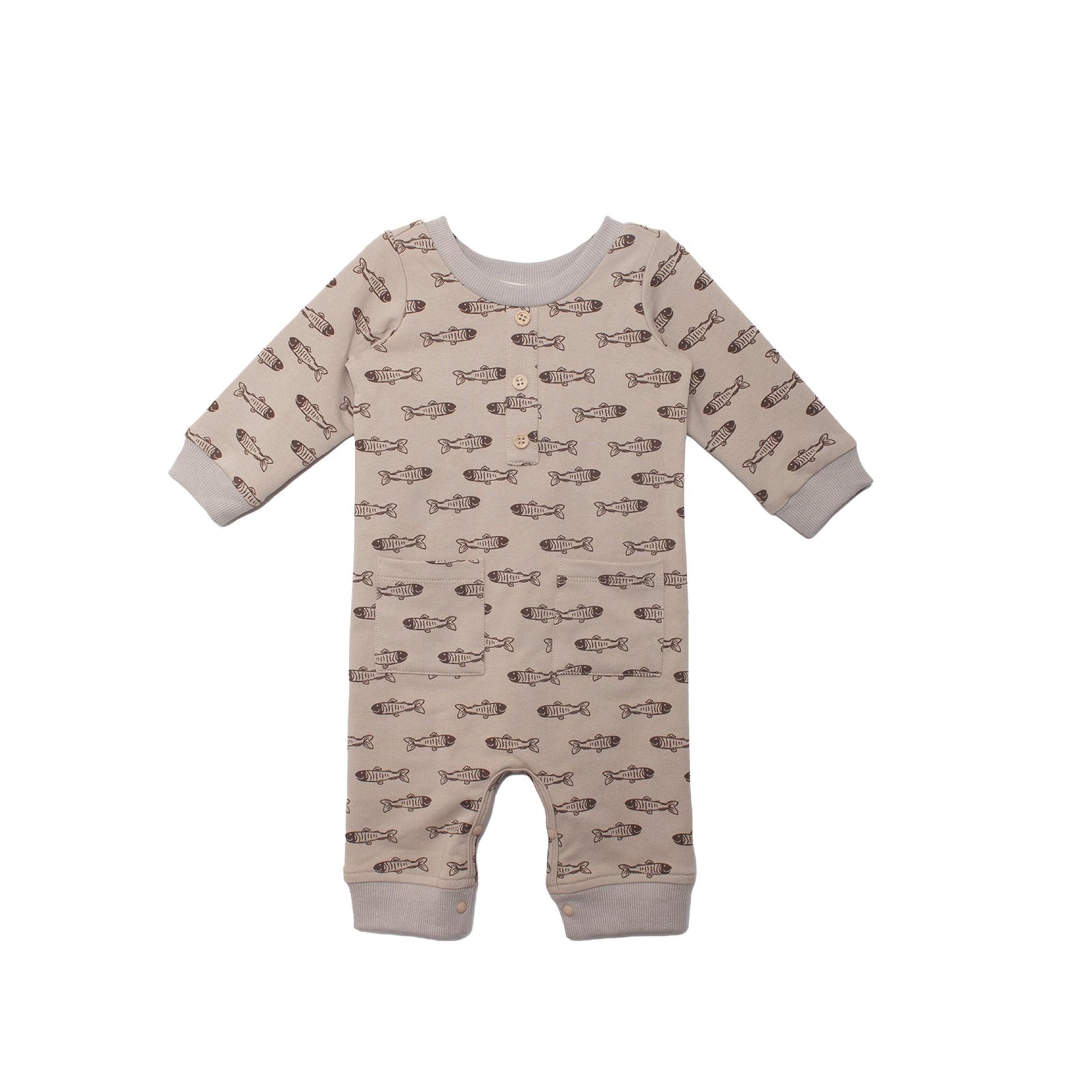Isaiah Fish Print Baby Boy Romper
