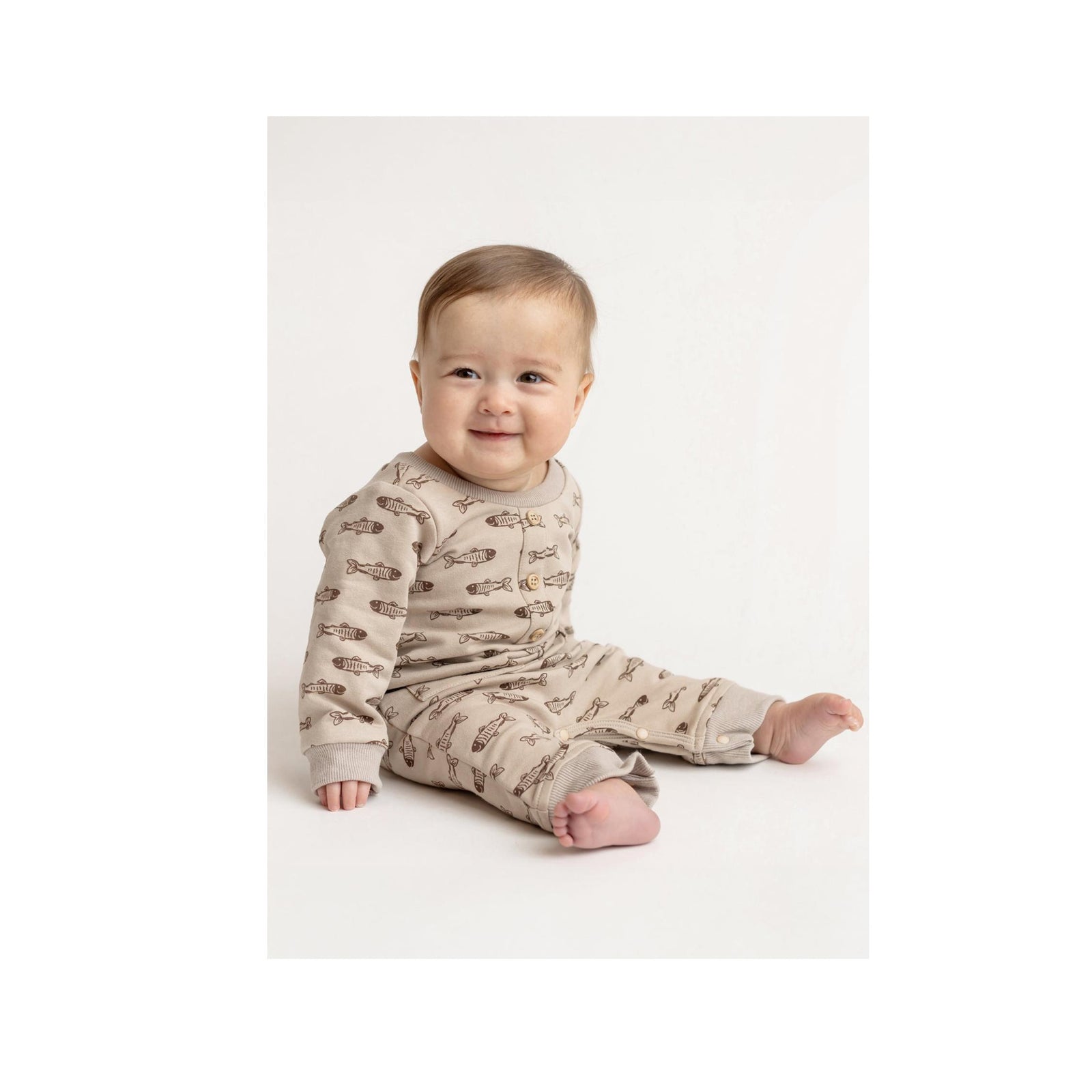 Isaiah Fish Print Baby Boy Romper