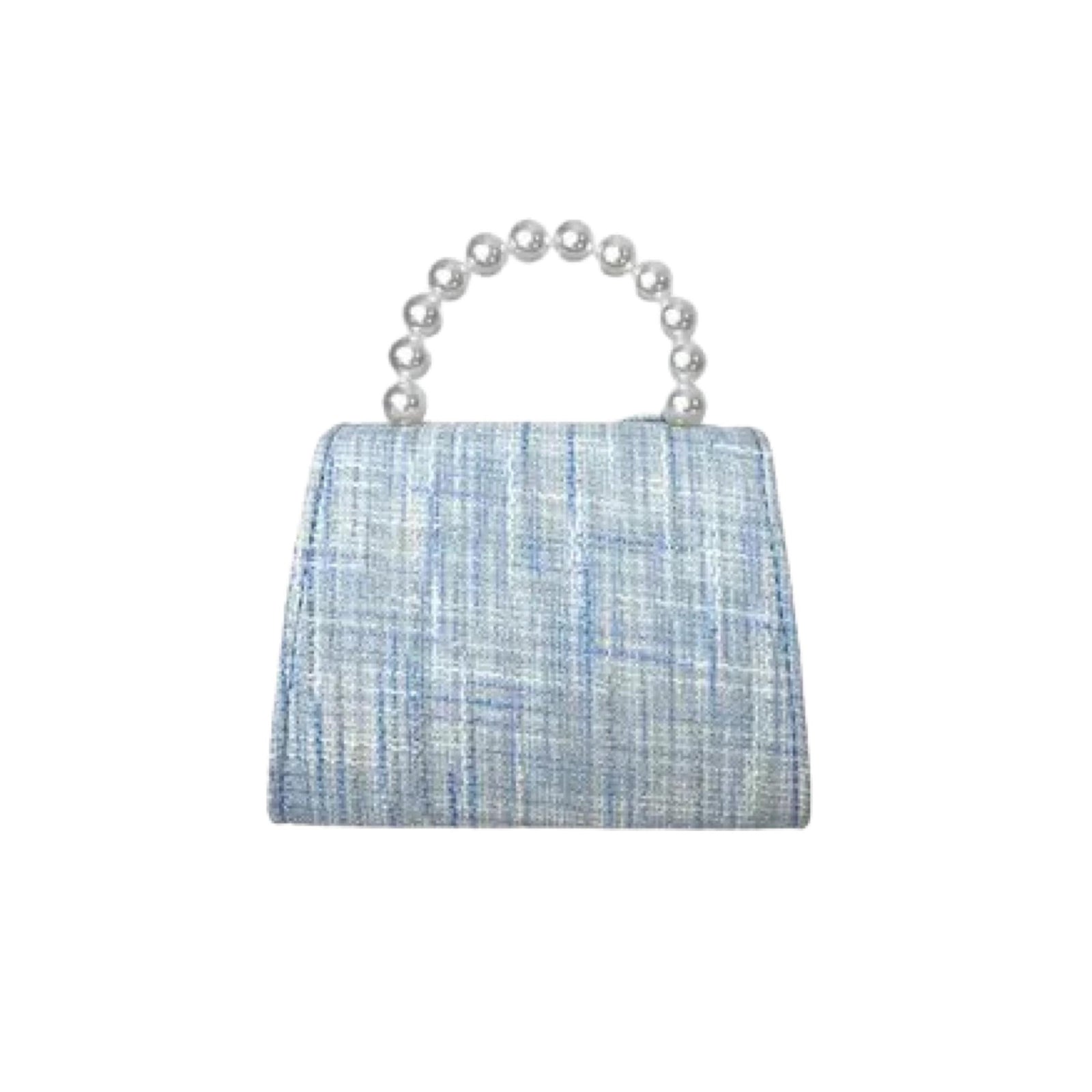 Blue Floral Quilted Tweed Purse