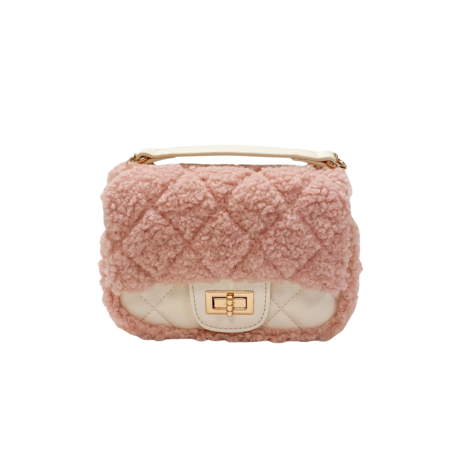Sherpa Mixed Quilted Pink Purse