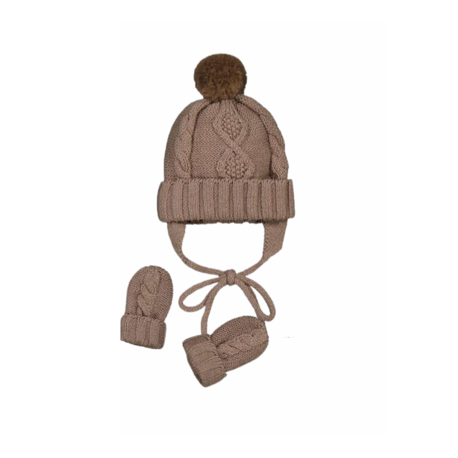 Baby Knit Pom Hat & Mitten Set