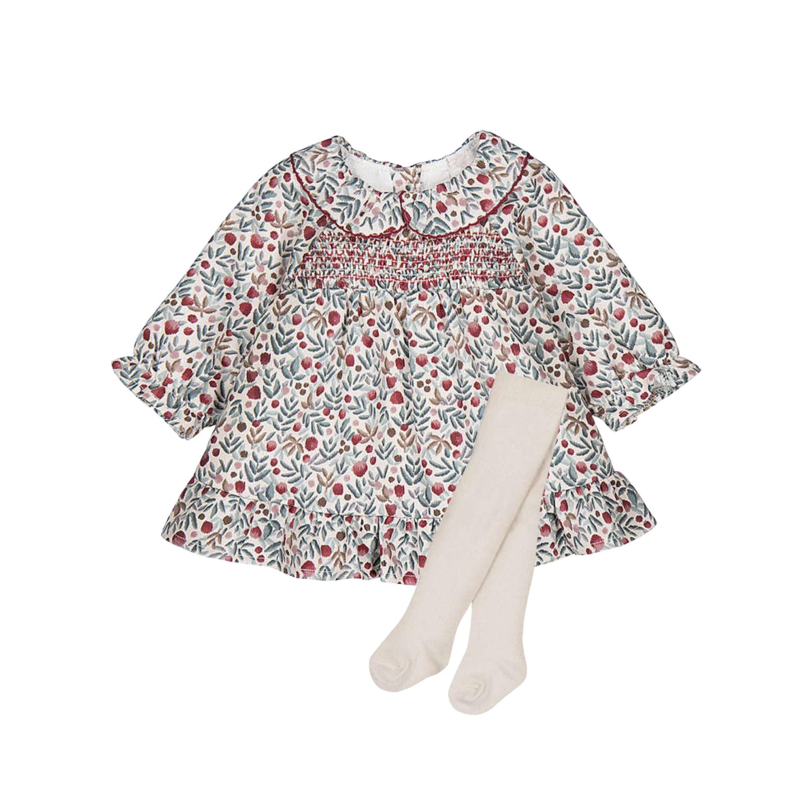 Smocked Petit Floral Print Dress