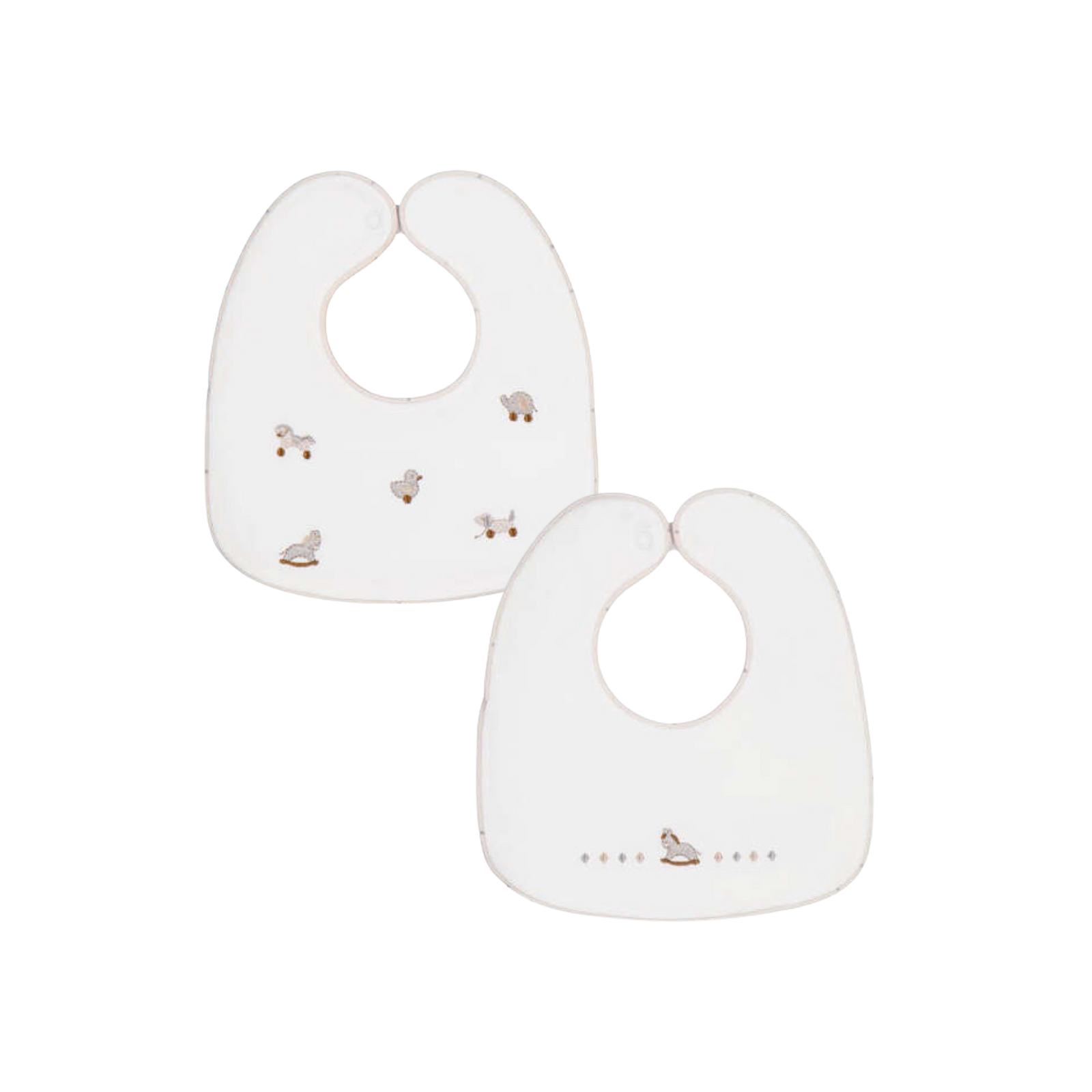Hobby Horse Embroidered Cotton Bib 2-Piece Set