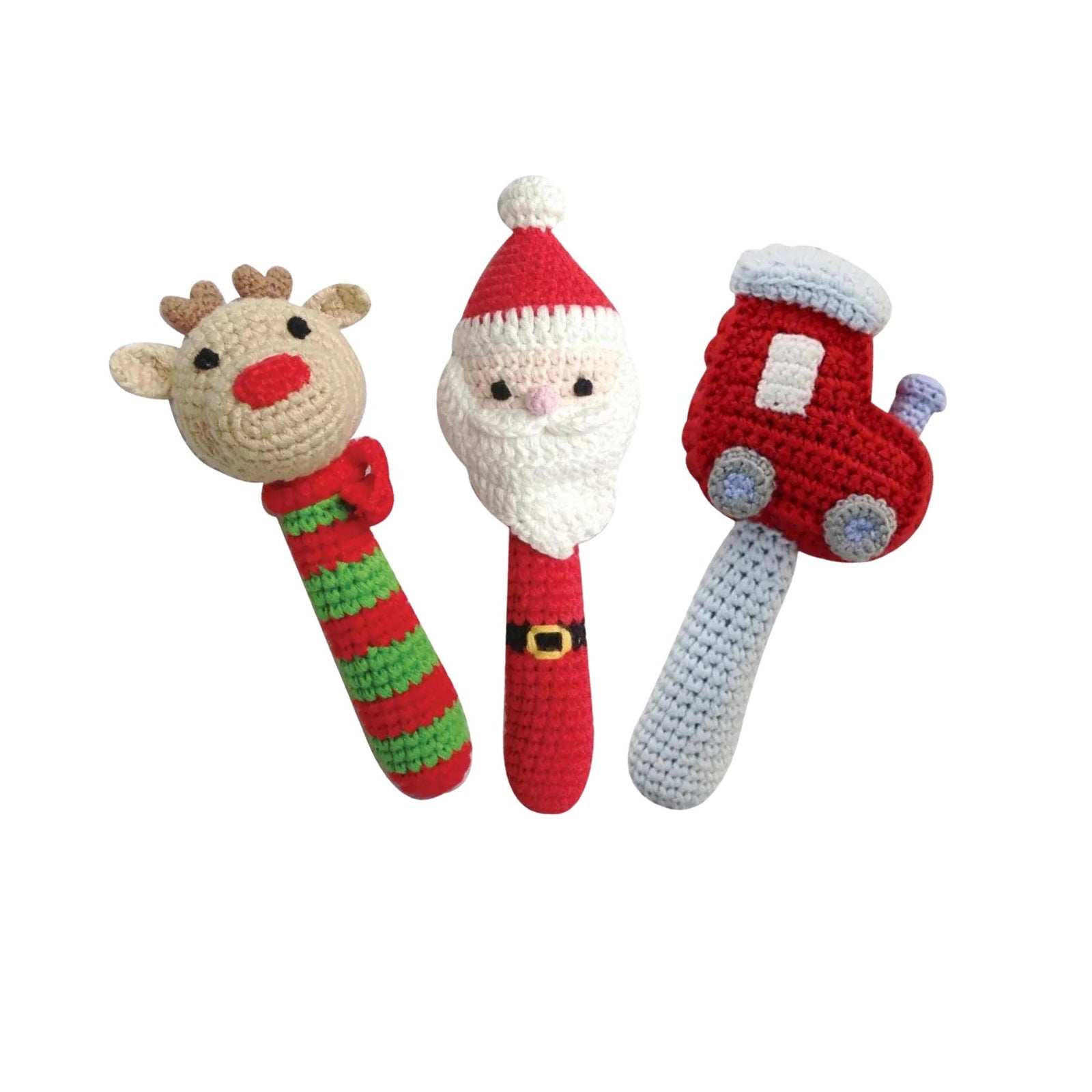 Holiday Hand-Crocheted Stick Rattles