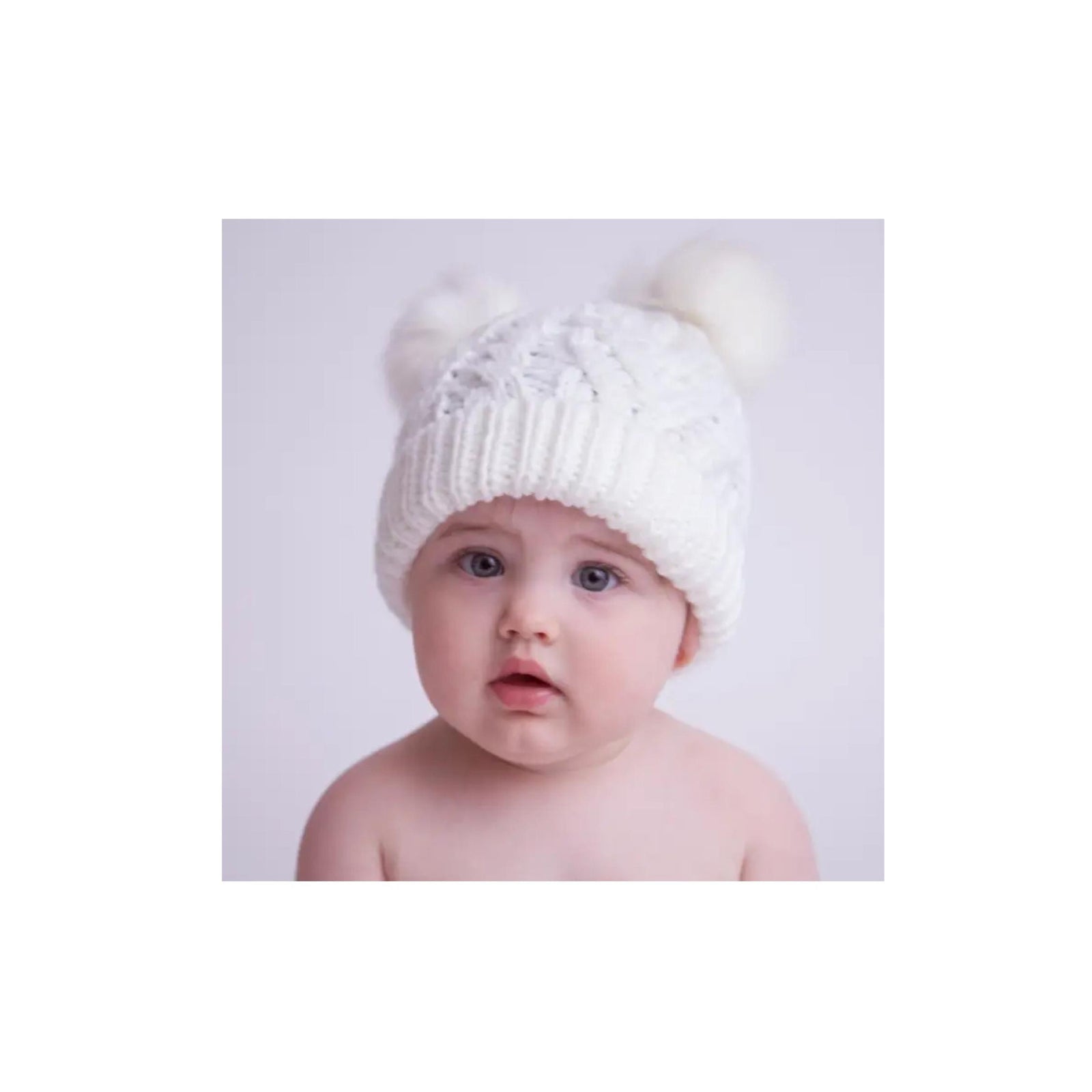 Winter White Cable Knit Fluffer Hat