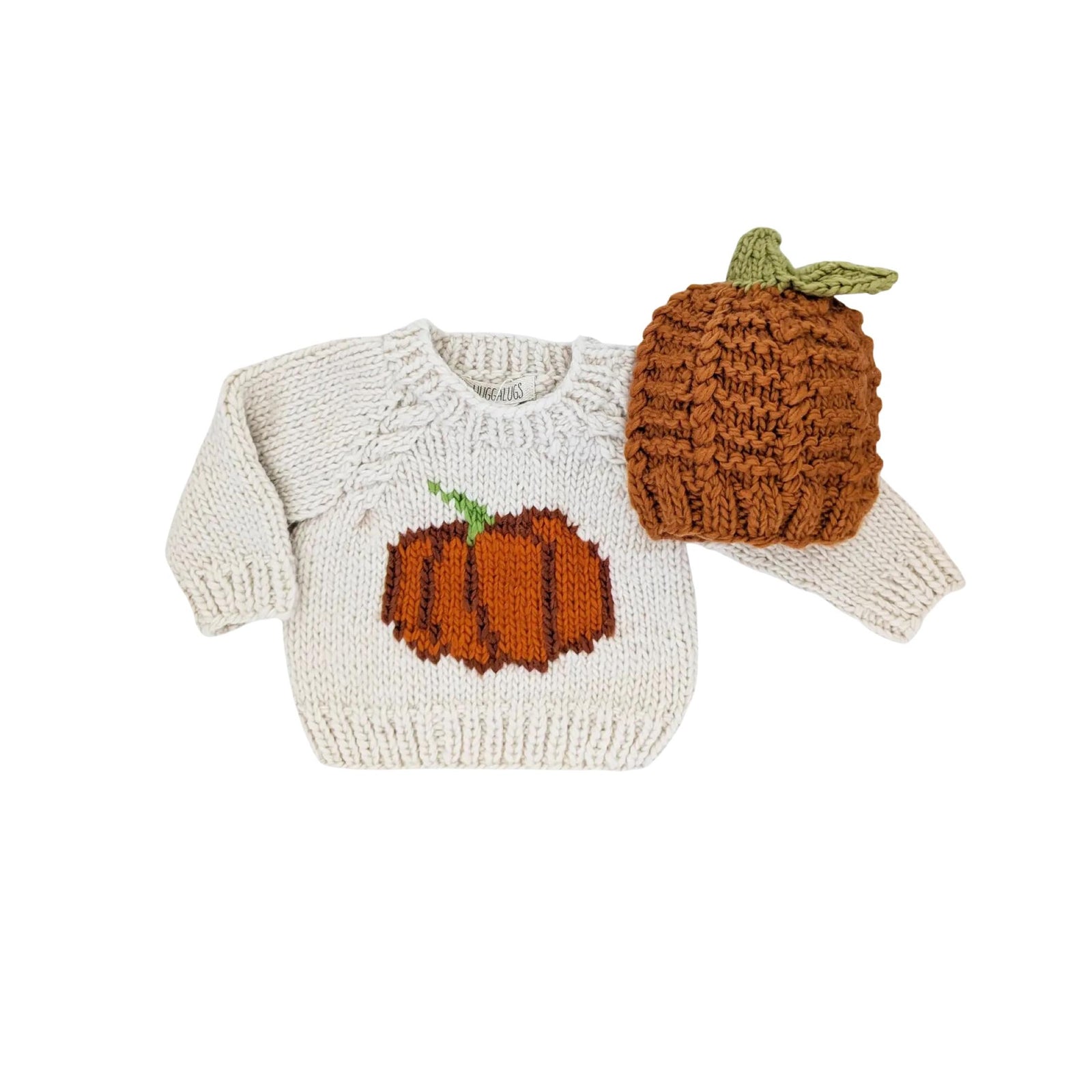 Pumpkin Hand Knit Crew Neck Sweater
