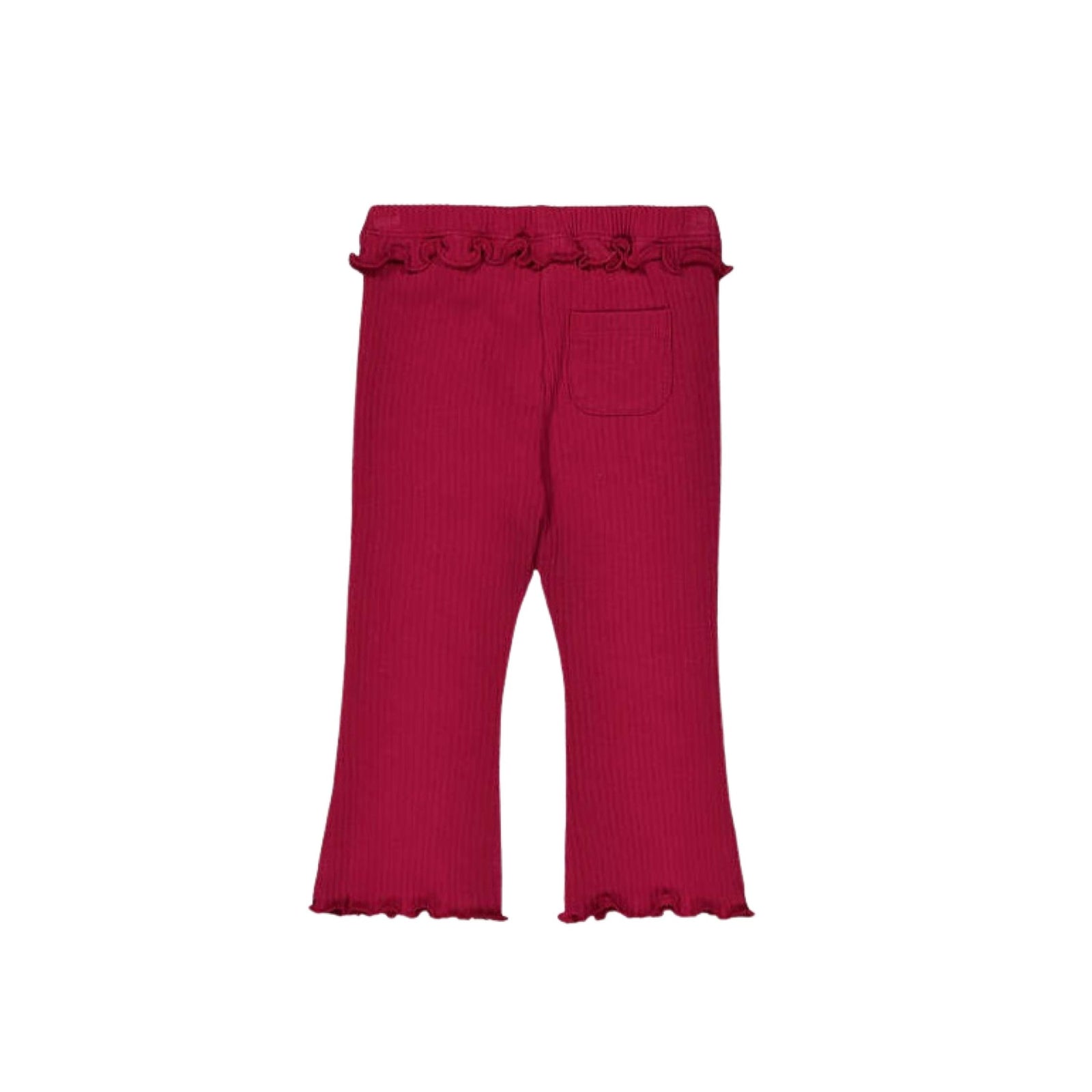 Red Ribbed Ruffle Flared Legging