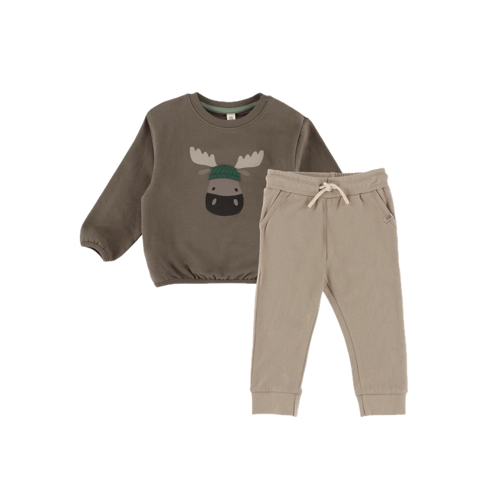 Baby Boy Moose Graphic Sweatshirt & Pant Set