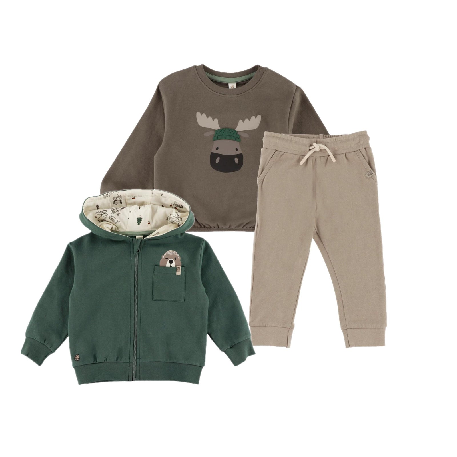 Baby Boy Moose Graphic Sweatshirt & Pant Set
