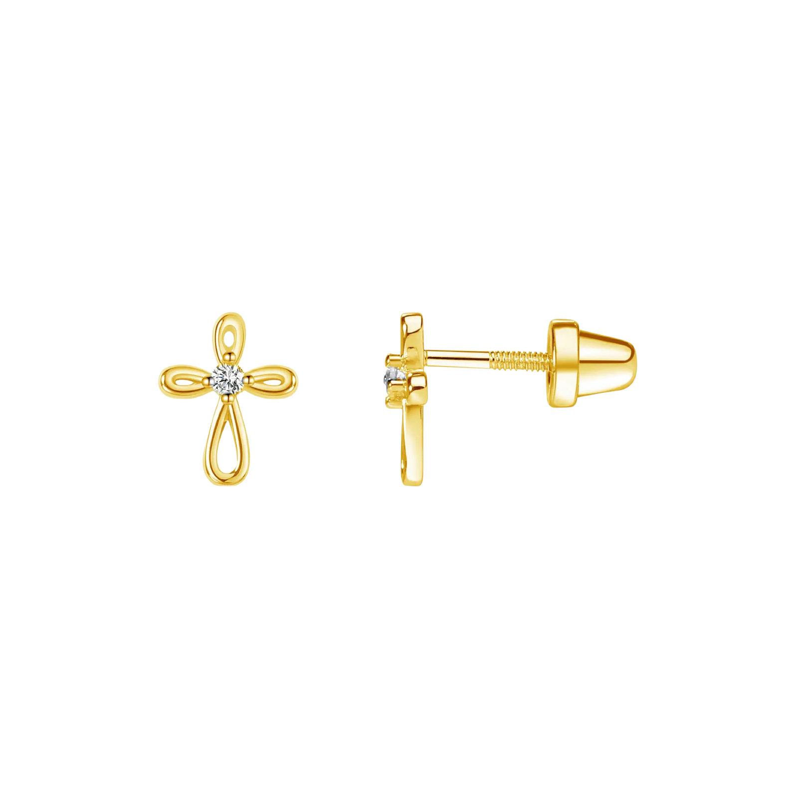 14K Gold-Plate Cross Earrings