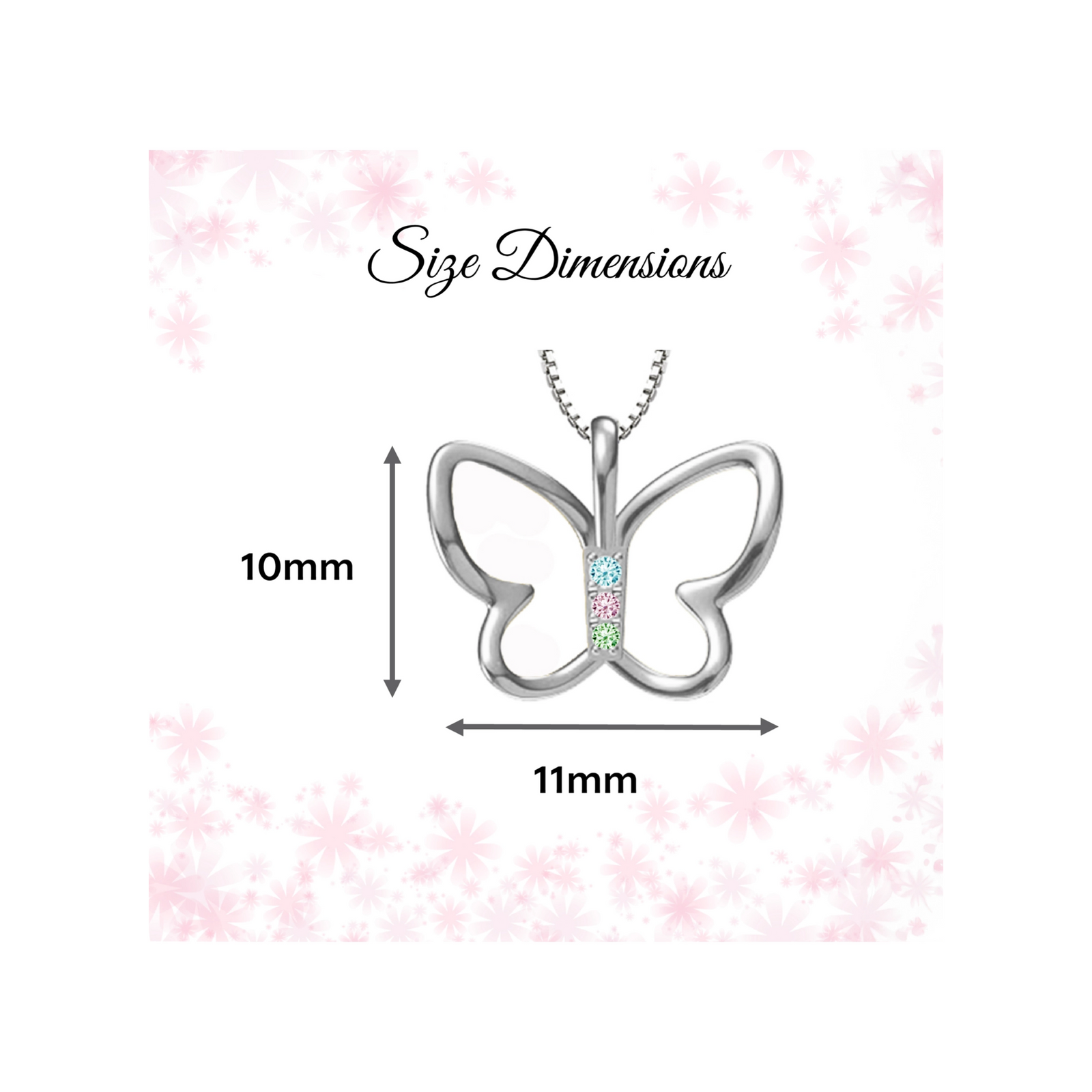 Sterling Silver Butterfly Necklace with Multi-Color CZ