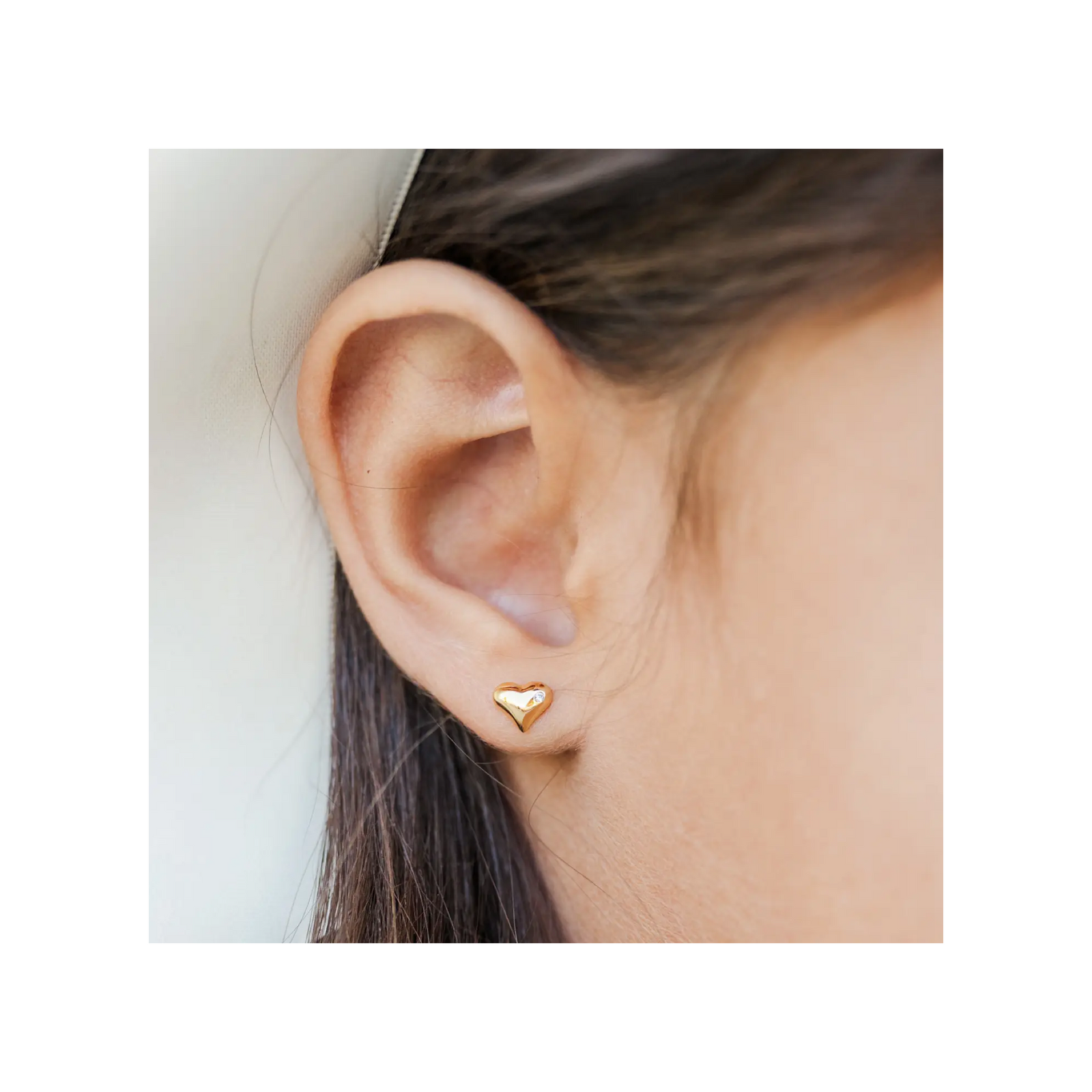 Gold Puff Heart Earrings