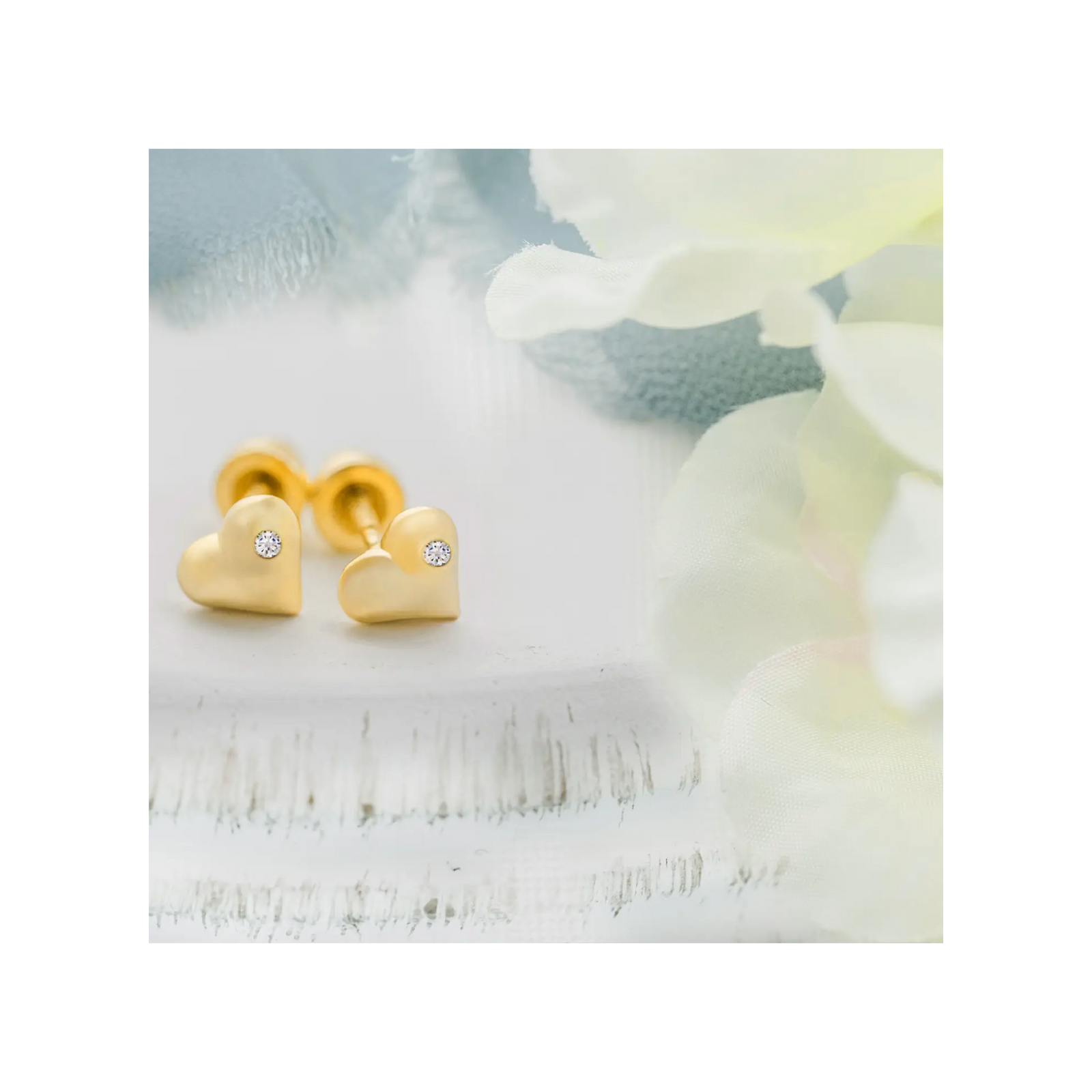 Gold Puff Heart Earrings