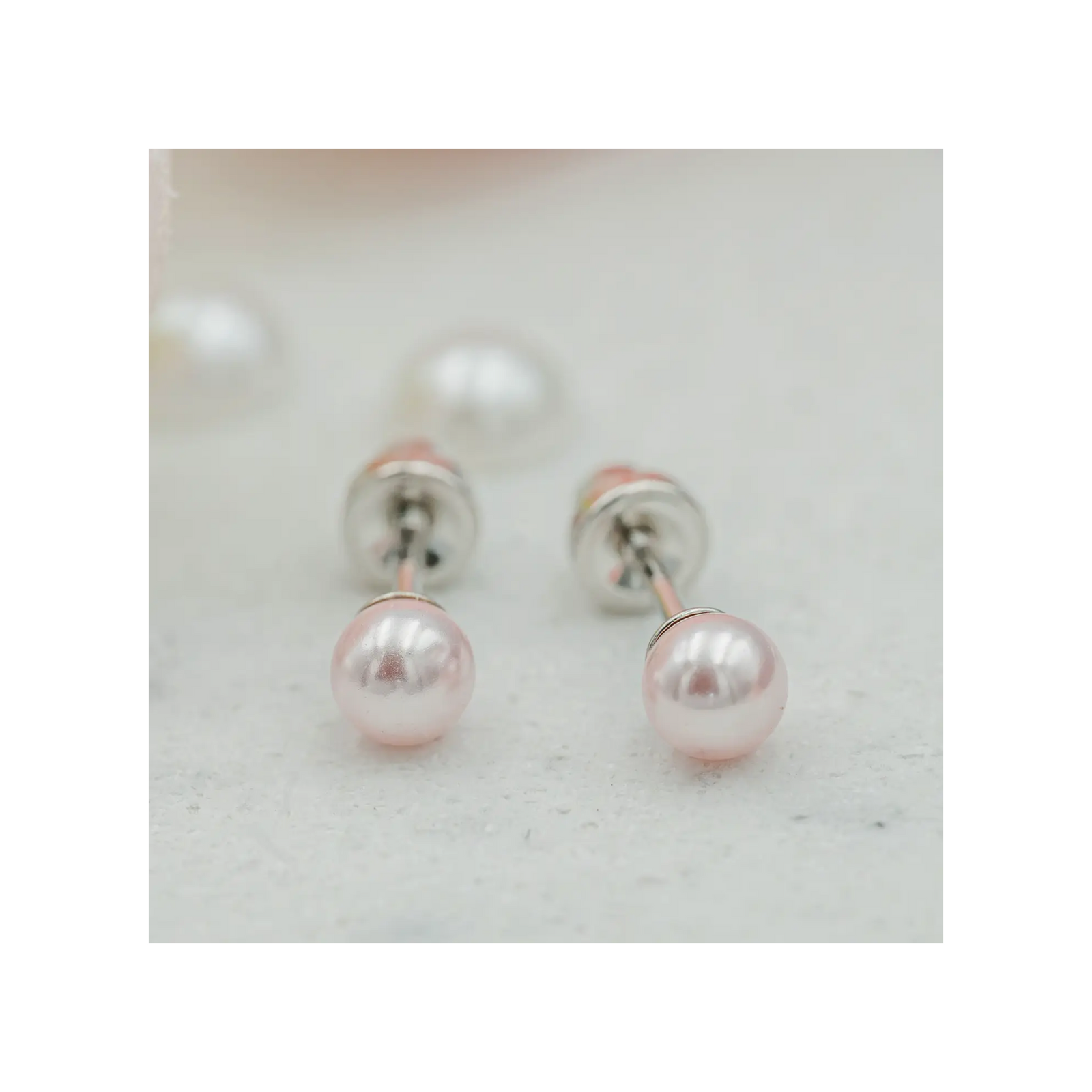 Sterling Silver Pink Pearl Screw-Back Earrings