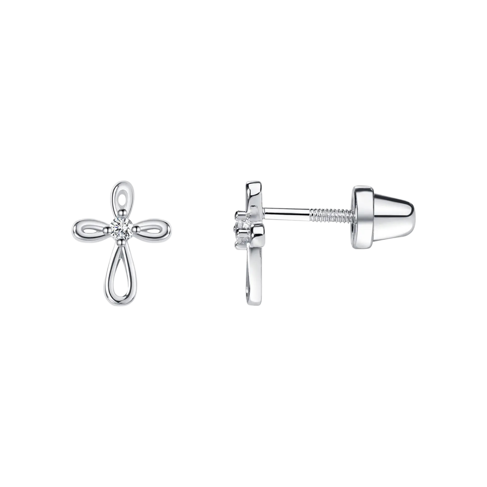 Sterling Silver Screw-Back infinity Cross Earrings
