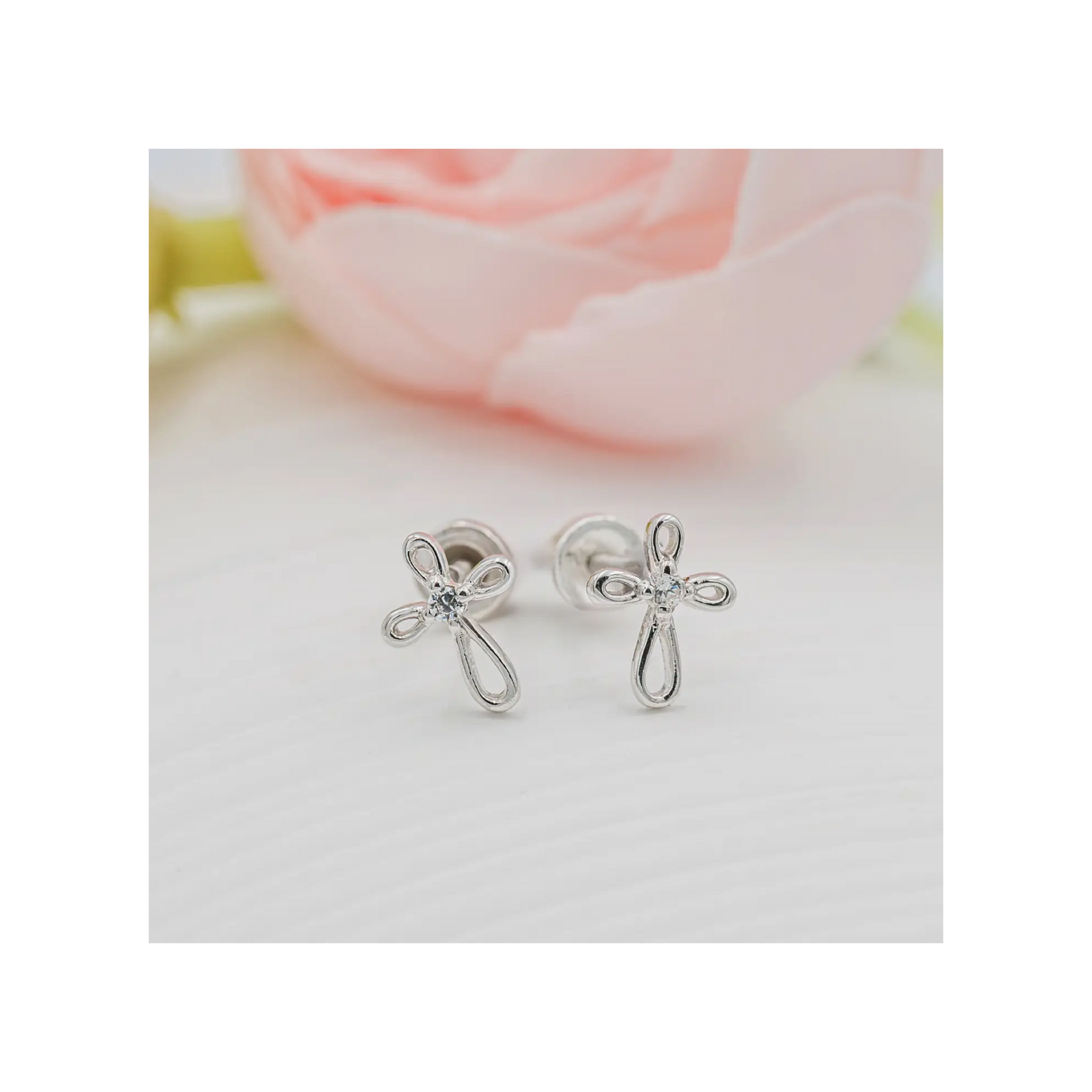 Sterling Silver Screw-Back infinity Cross Earrings