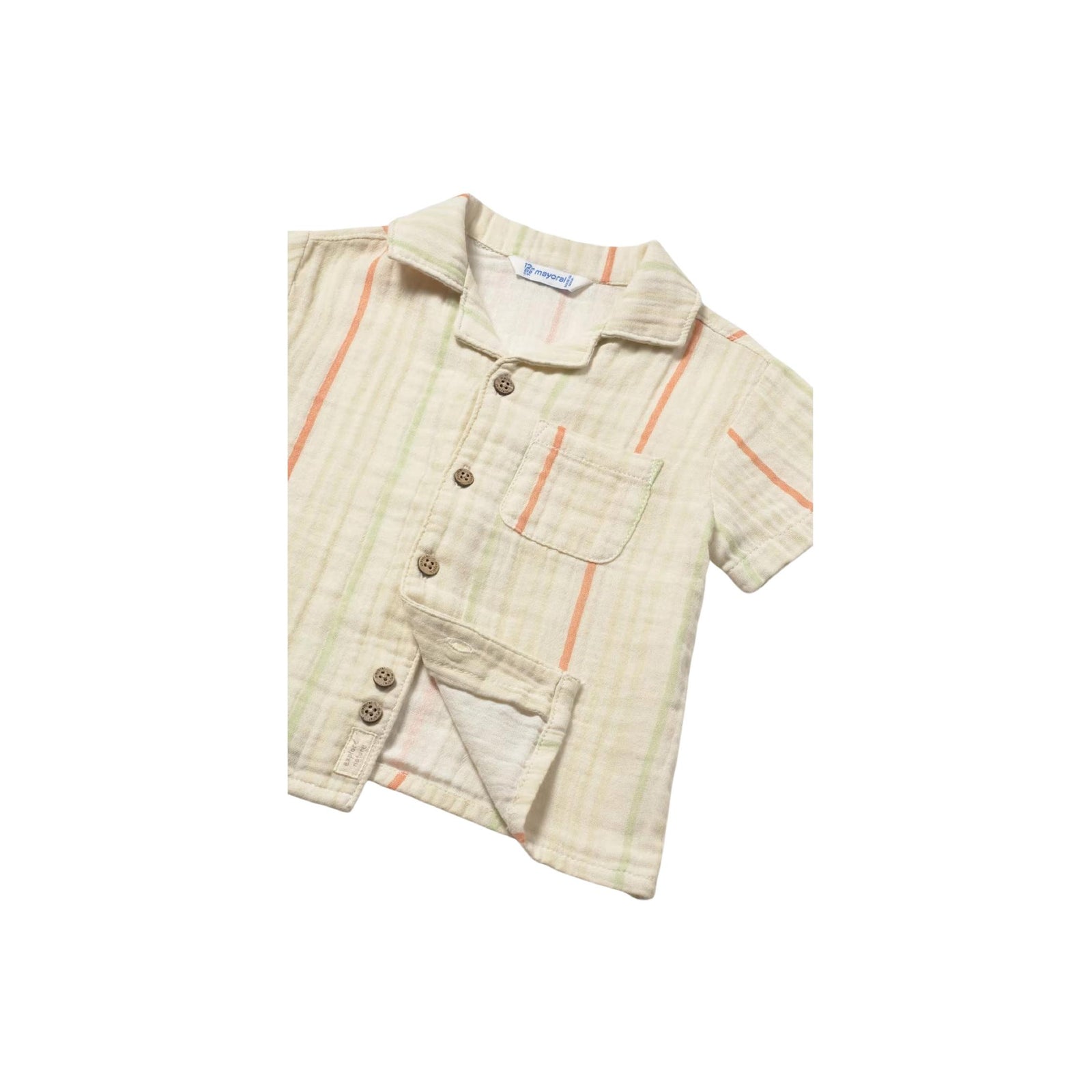 Baby Boy Mandarin & Green Stripe Button Down Shirt