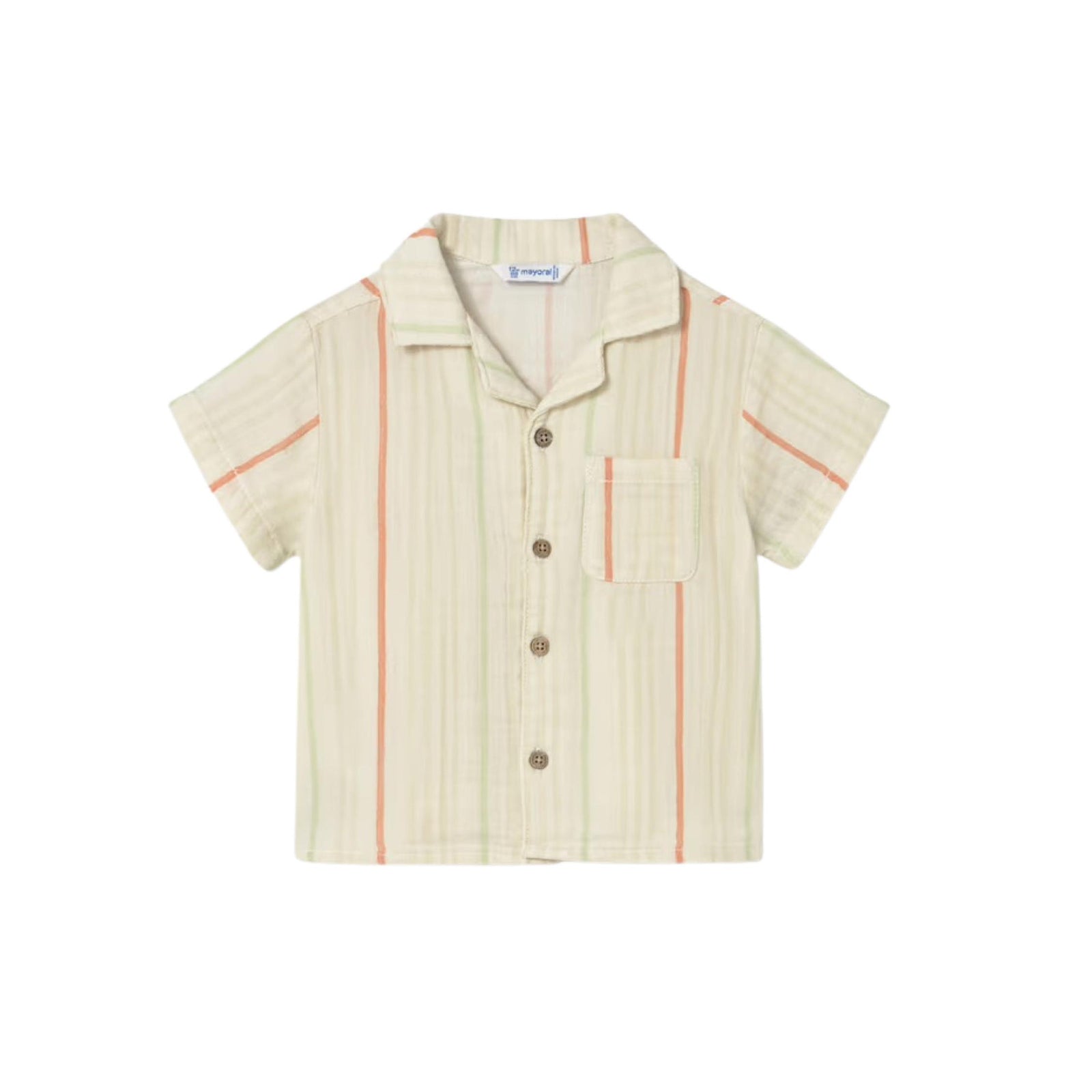 Baby Boy Mandarin & Green Stripe Button Down Shirt