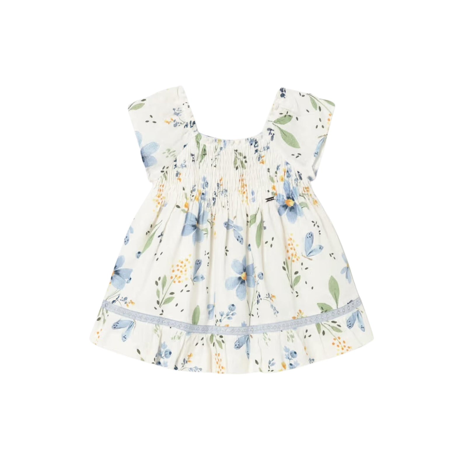 Baby Girl Spring Blue Flowers Cotton Dress