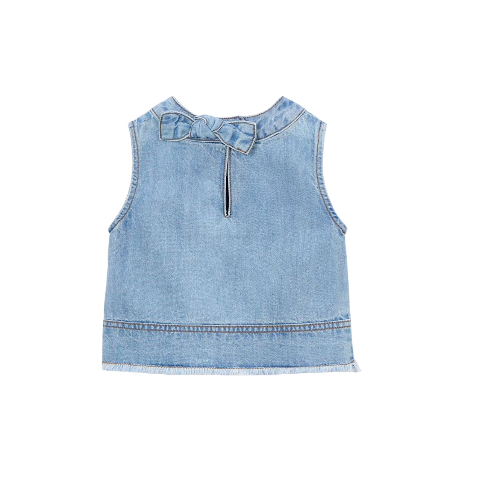 Girls’ Light Denim Top with Bow