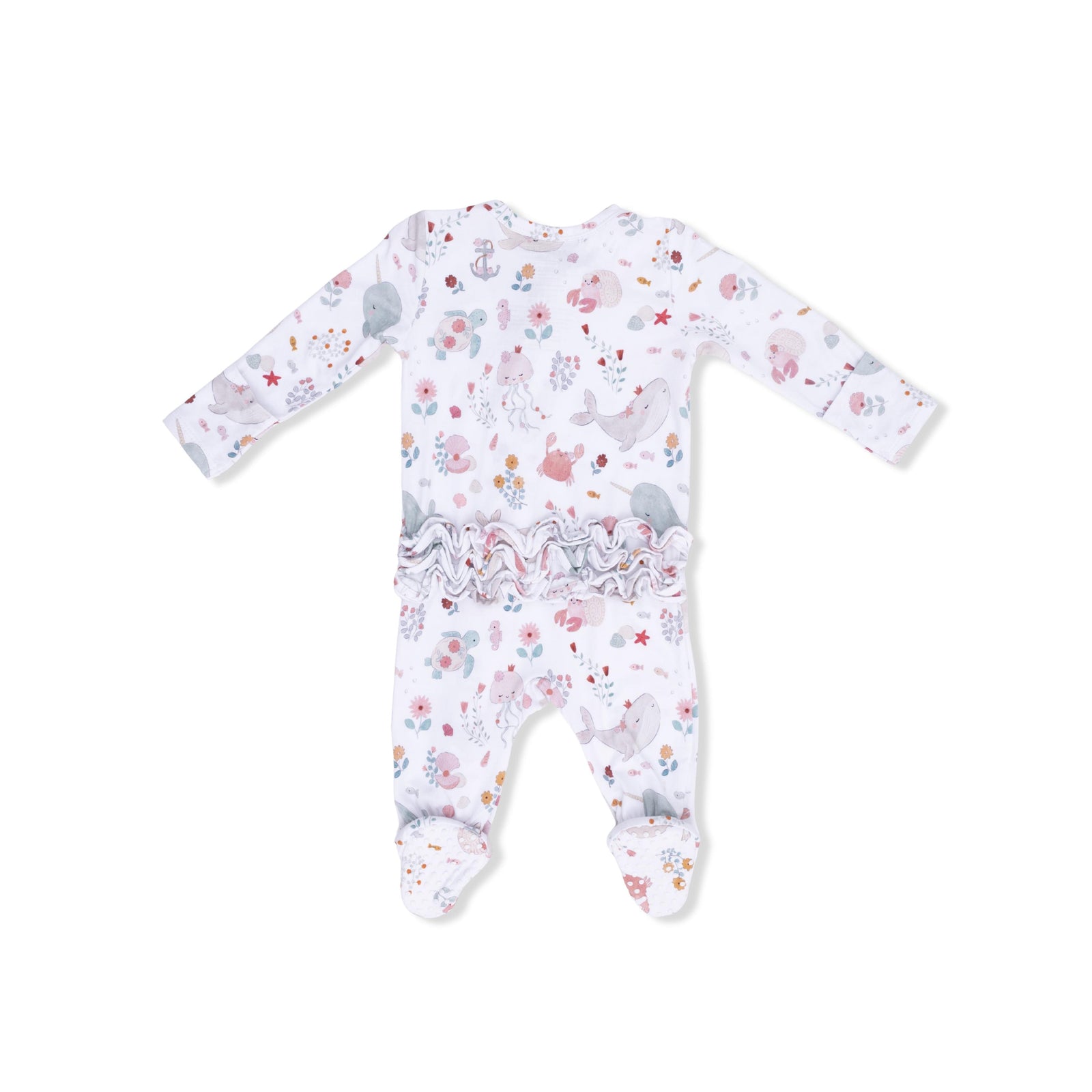 Garden Sea Creatures 2-Way Ruffle Zipper Footie