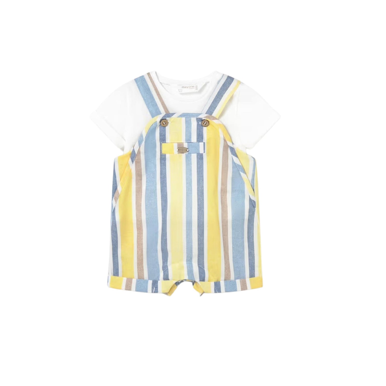 Baby Boys’ Striped Dungaree Short 2-Piece Set