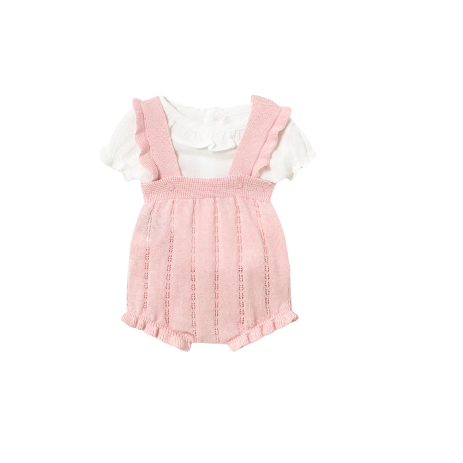 Layette Baby Girl Knit Dungaree Sets