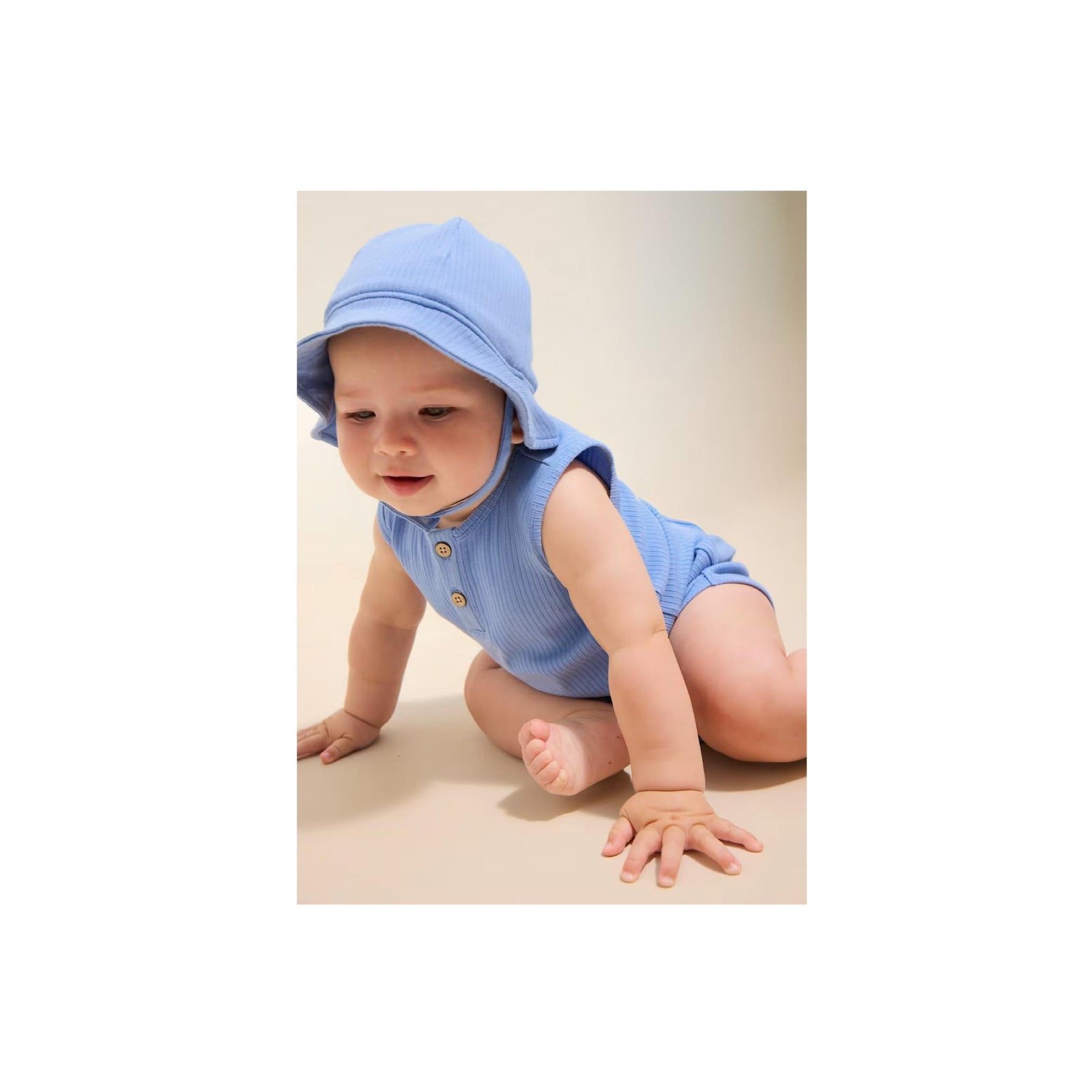 Baby Boy Blue Ribbed Tank and Short 3-Piece Set