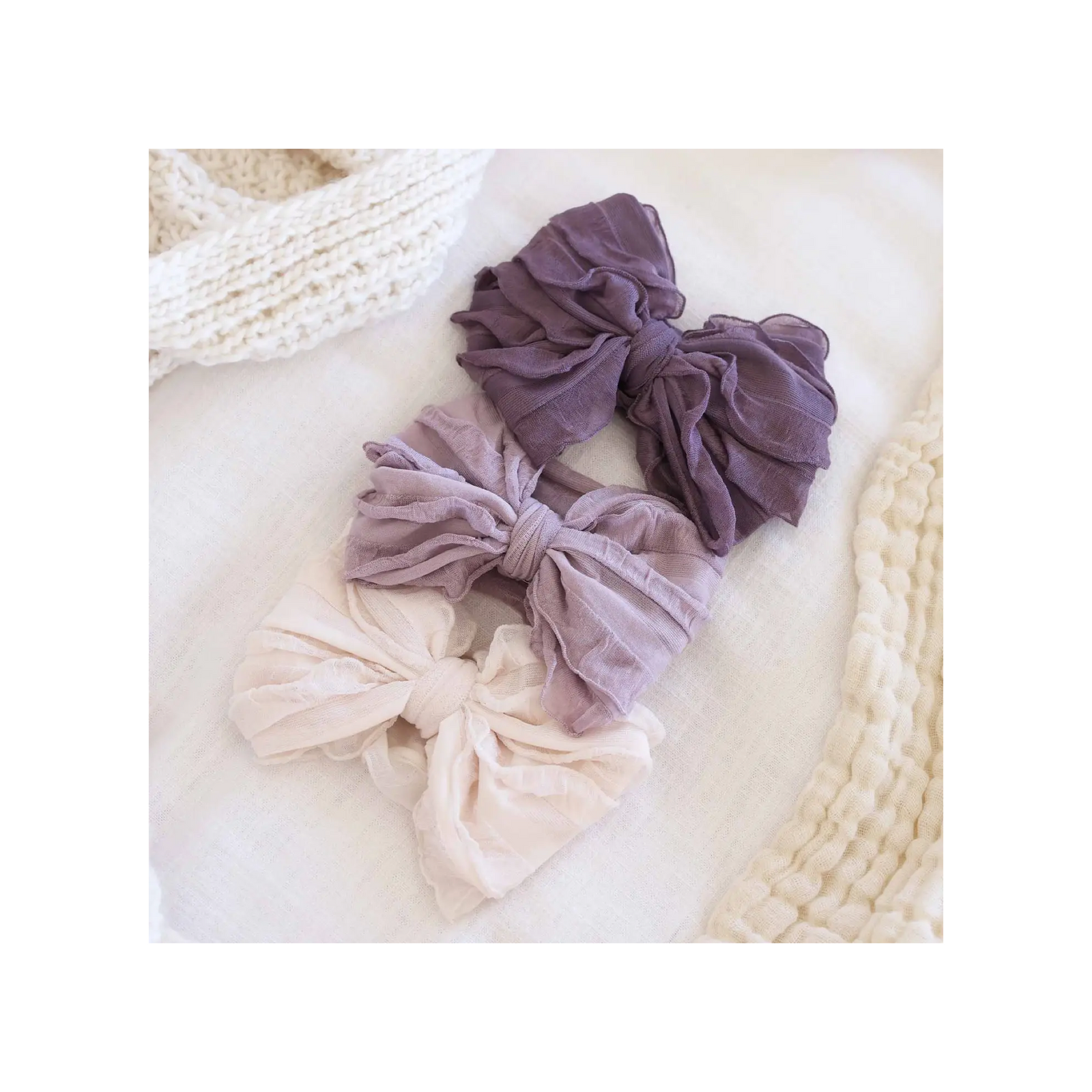 Large Ruffle Knit Bow