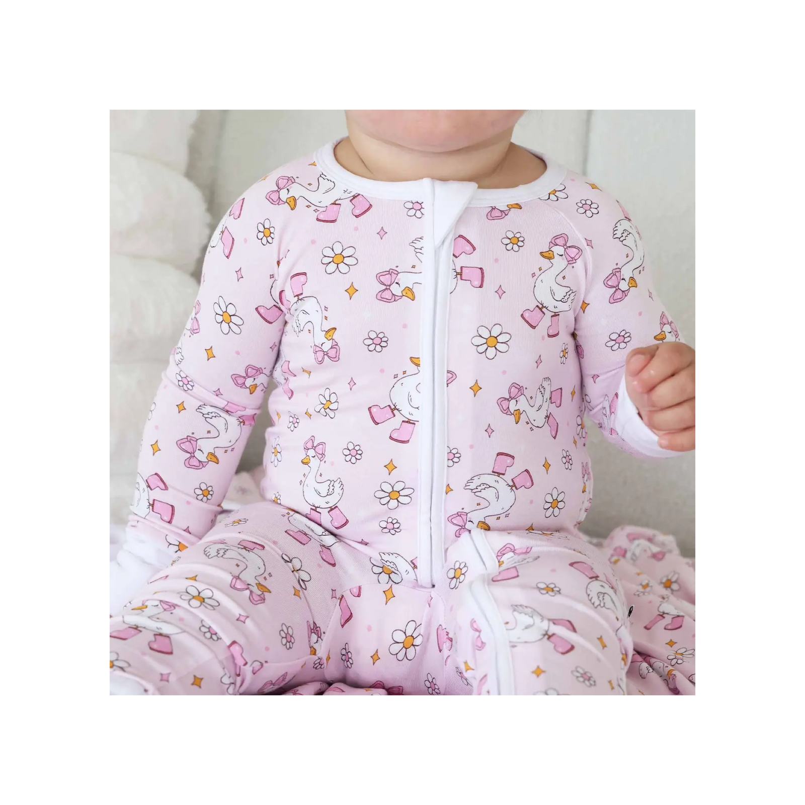 Silly Goose Convertible Zipper Romper Pink
