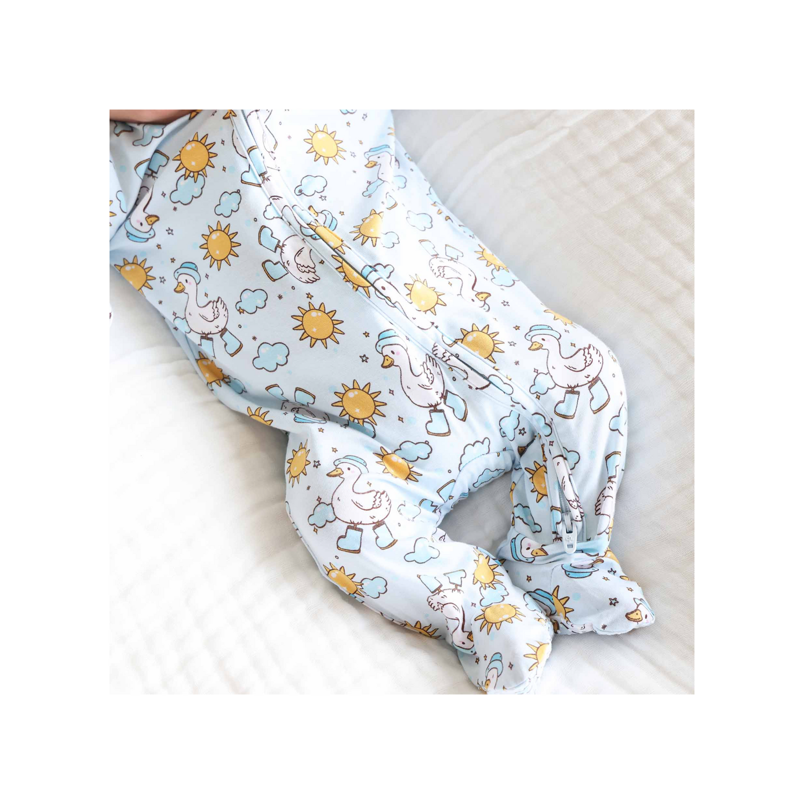 Silly Goose Zipper Footie Blue