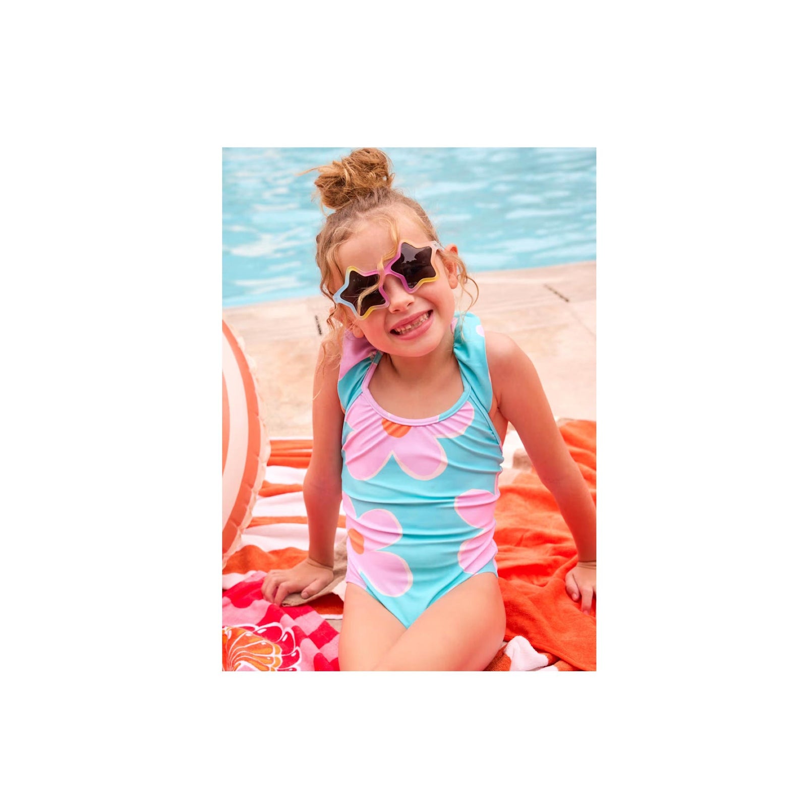 Girls’ Big Flower Print Swimsuit