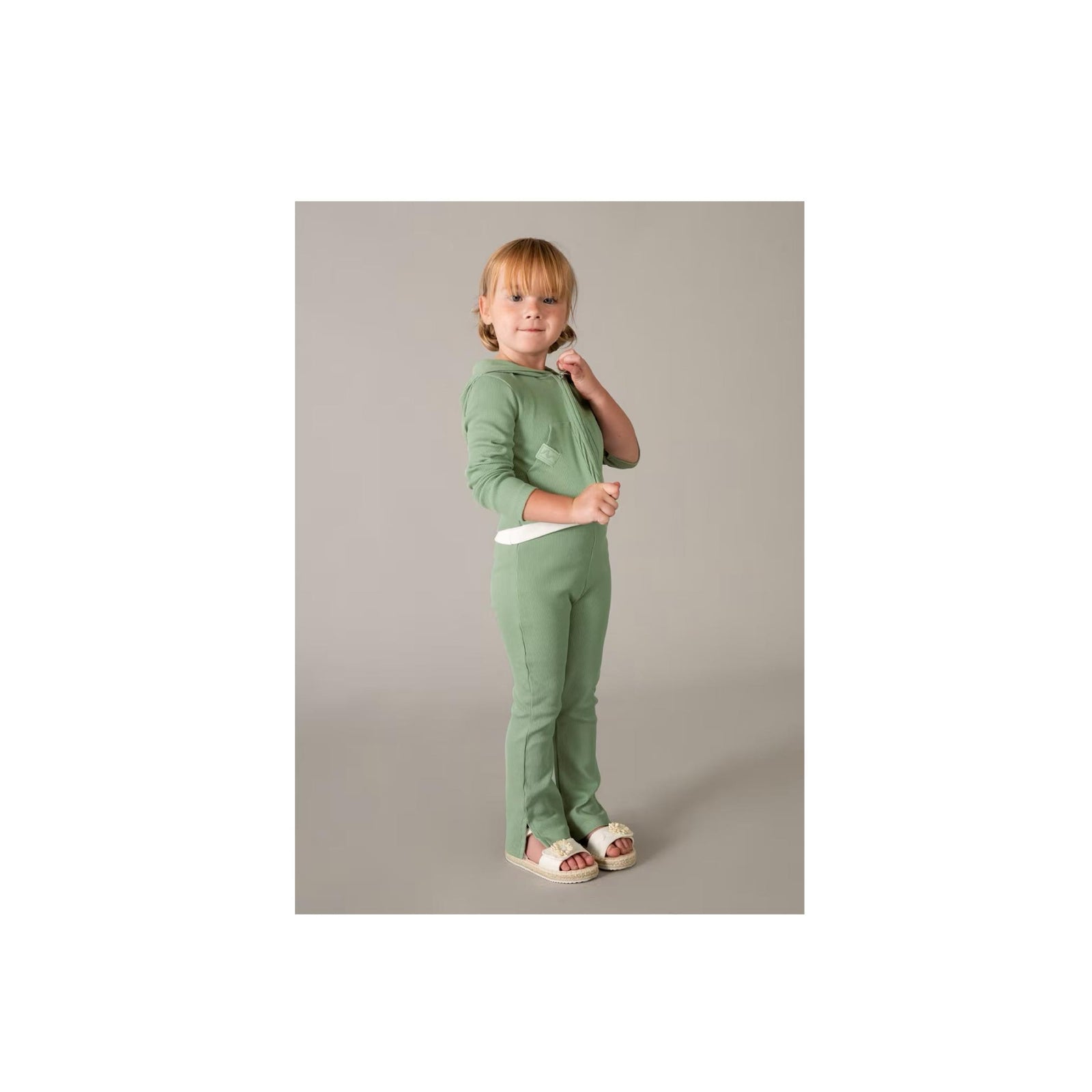 Girls’ Sage Ribbed Flare Tracksuit