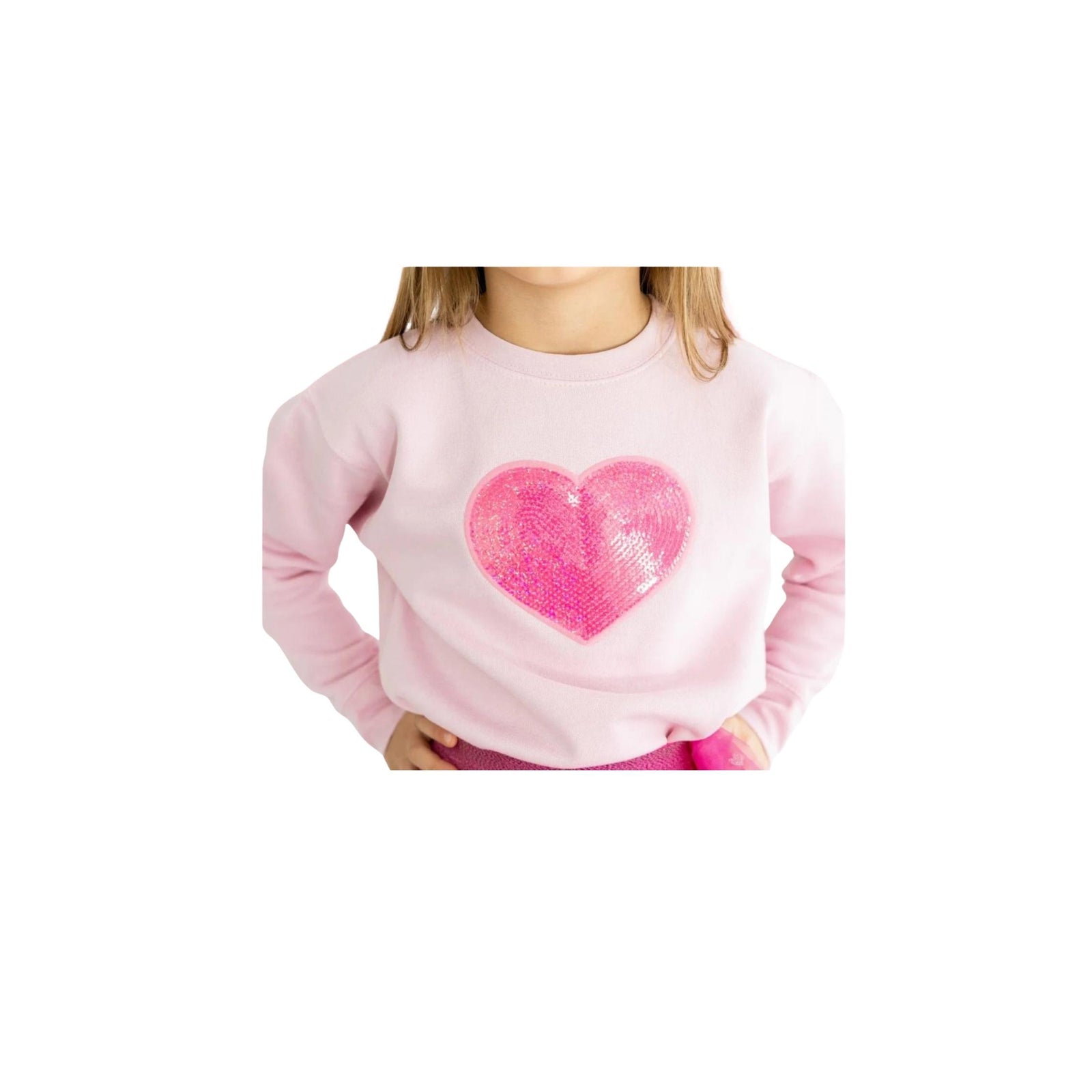 Girls’ Heart Sequin Patch Sweatshirt