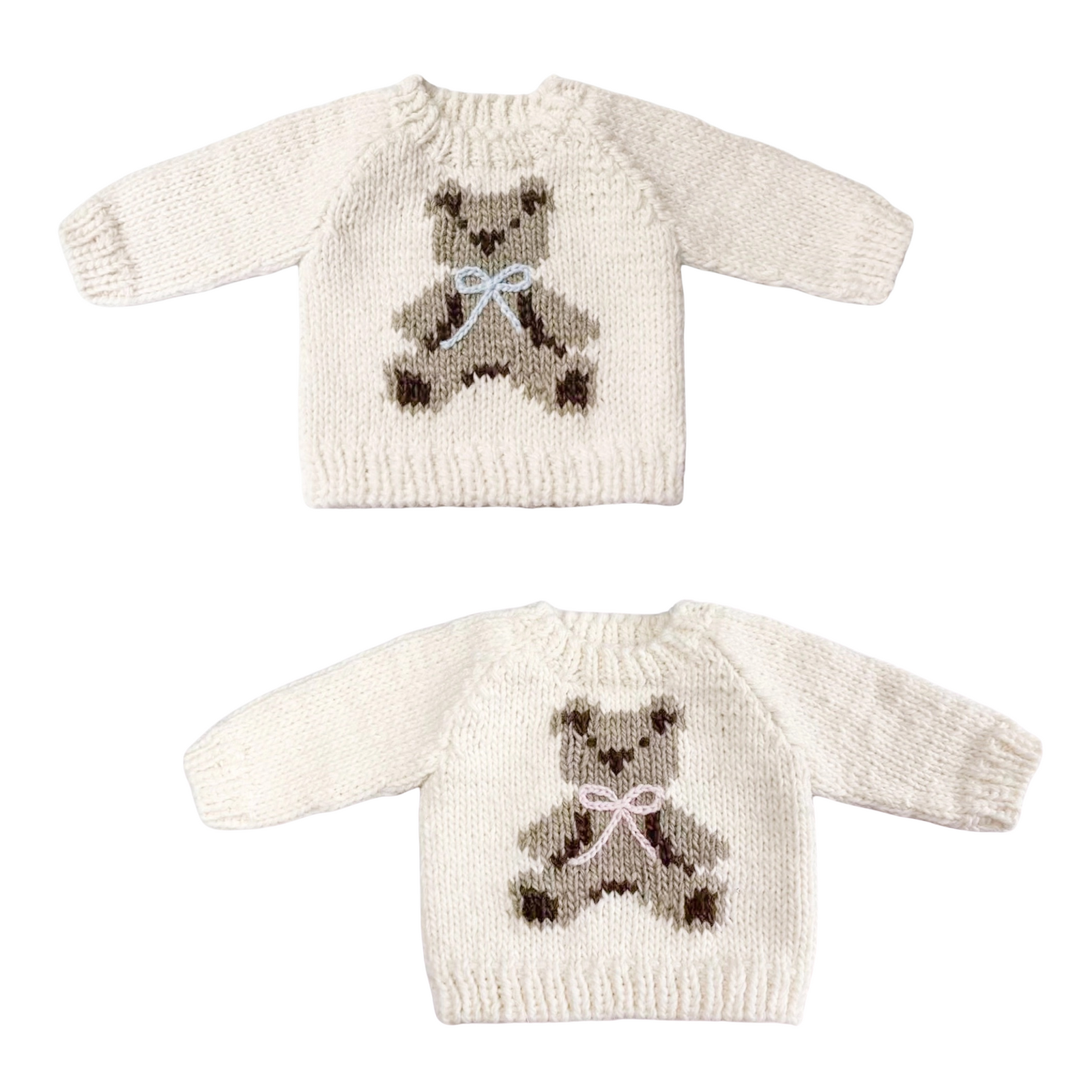 Cream Teddy Bear Sweater With Bow