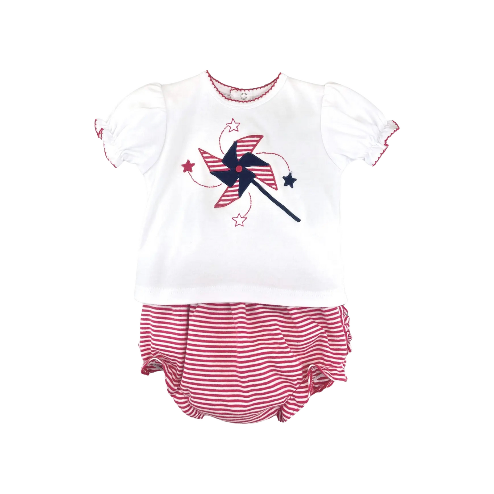 Knit Pinwheel Print Shirt & Bloomer Set