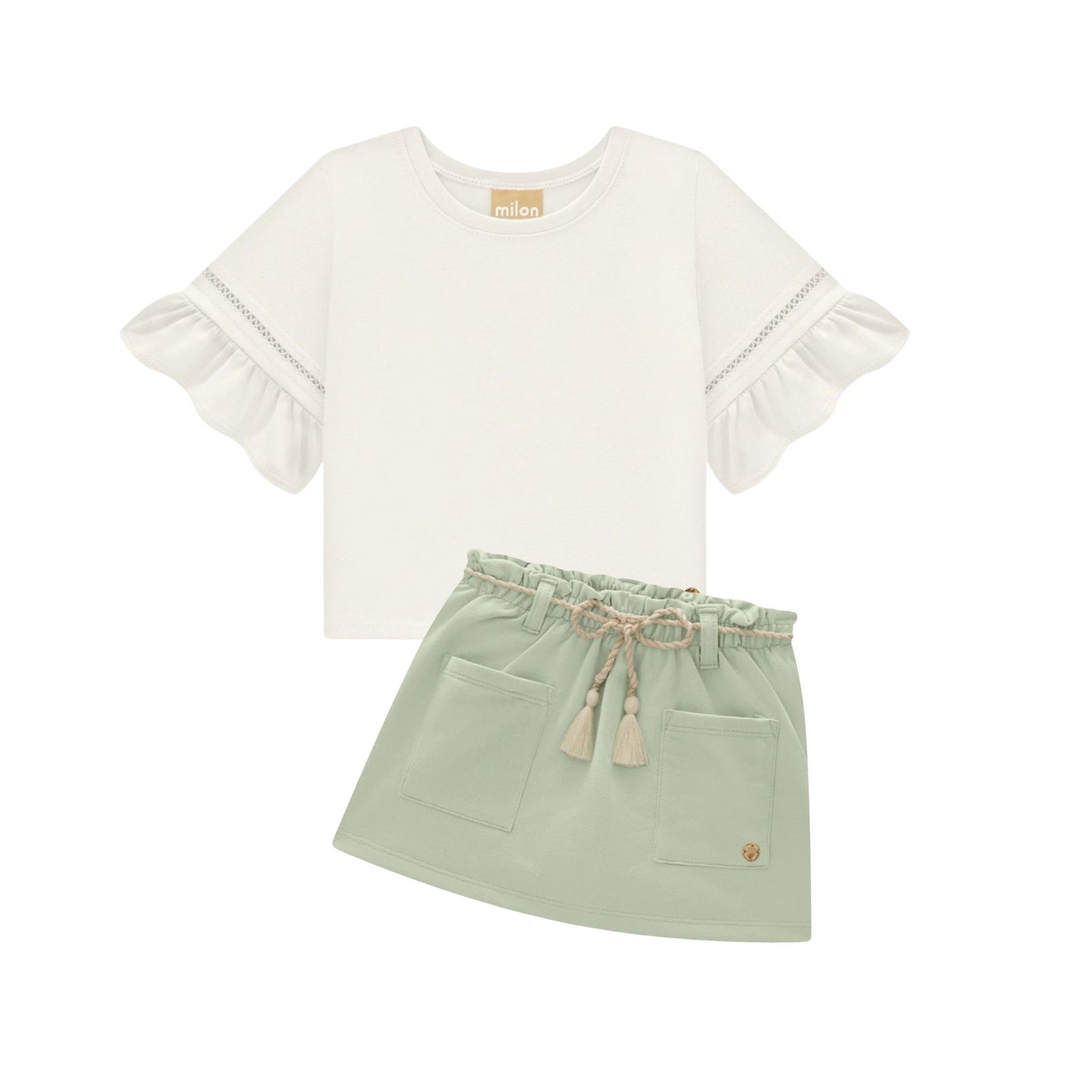 Girls’ Ivory Ruffle Sleeve Top