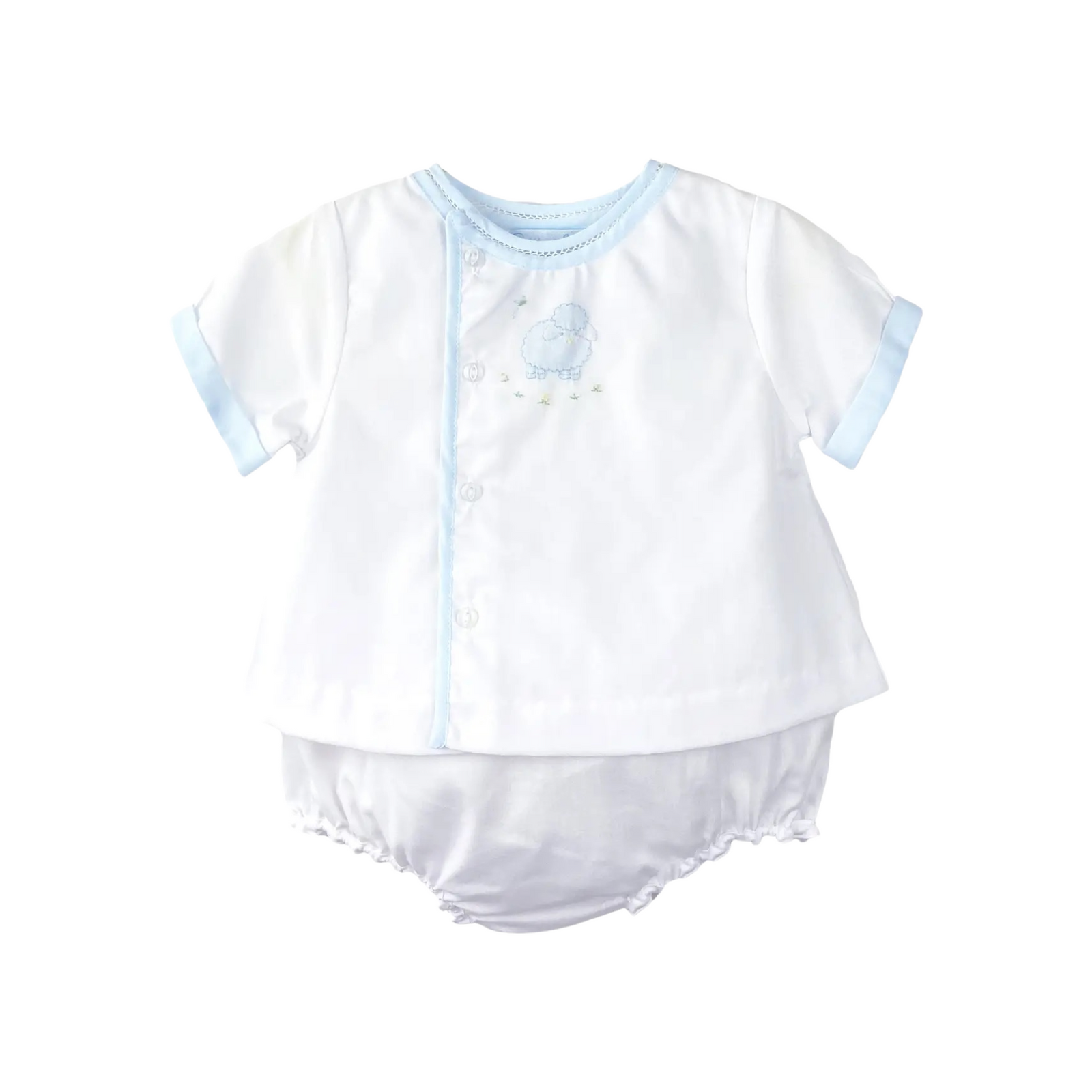 Shadow Stitch Lamb Diaper Set
